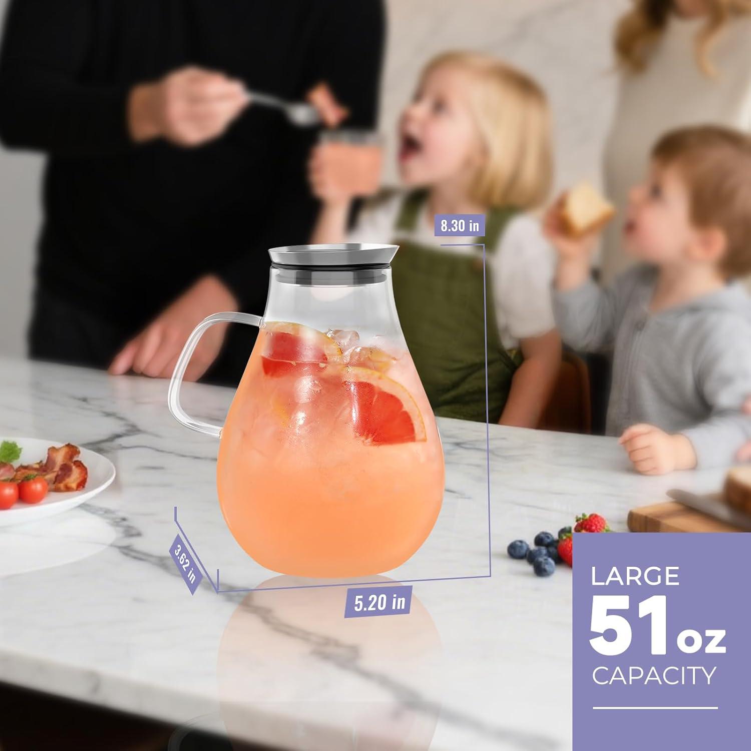 Jarra de vidrio WARMSIMPLE 1.5L con tapa y pico a prueba de fugas