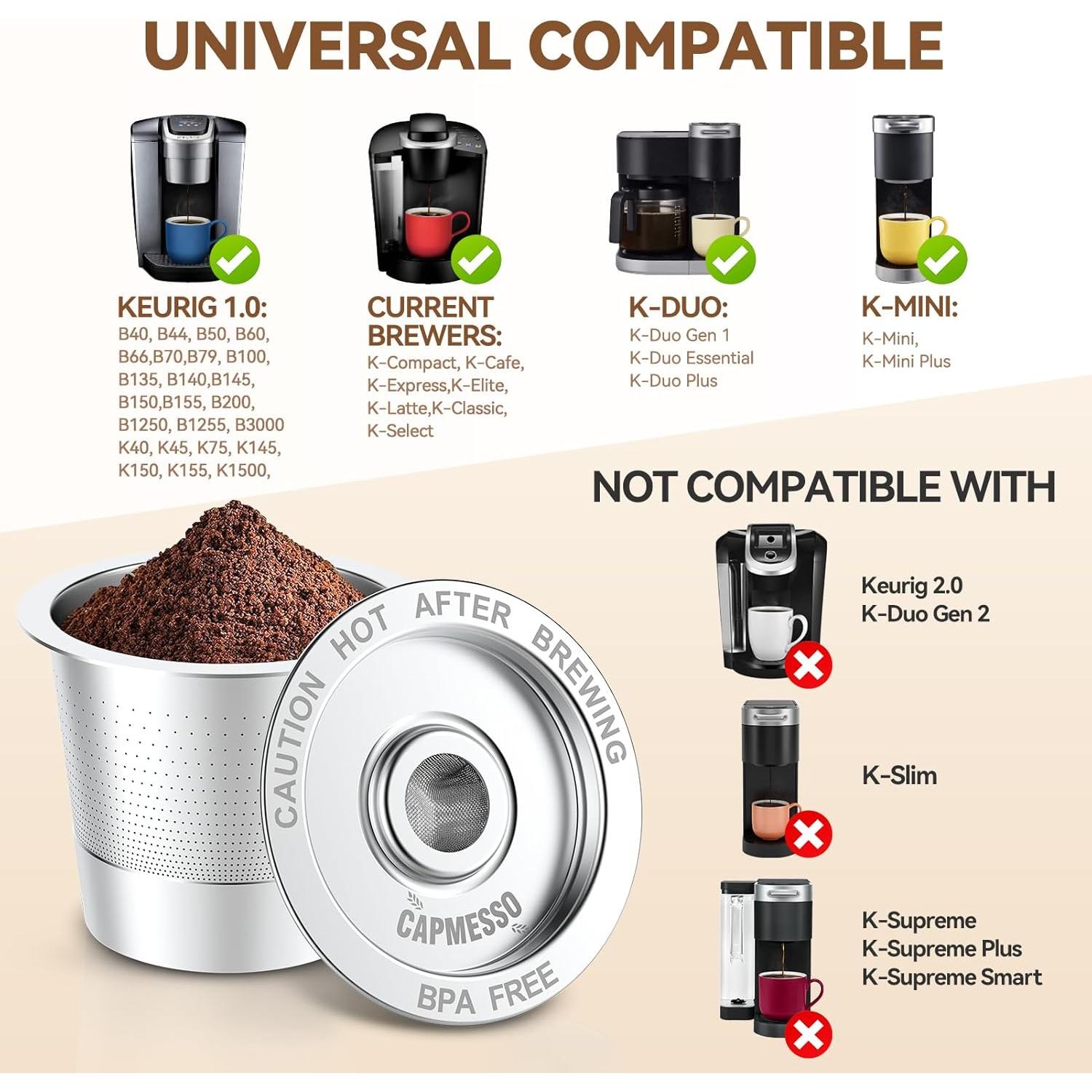 Taza K Reutilizable CAPMESSO para Cafetera Keurig 1.0 - Acero Inoxidable