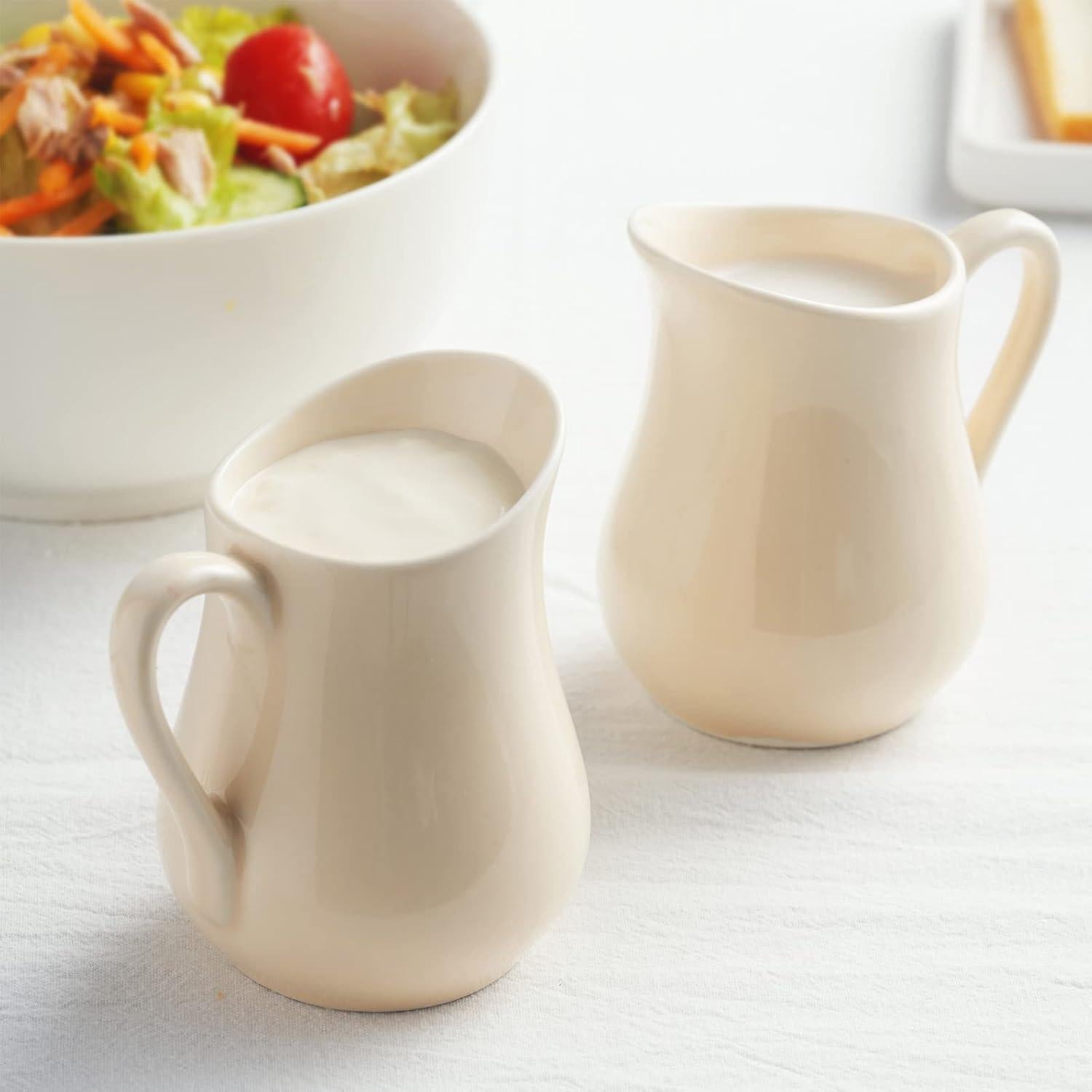 Jarra de Crema Gurygo 110ml Beige Set de 2 Cerámica Apta Microondas