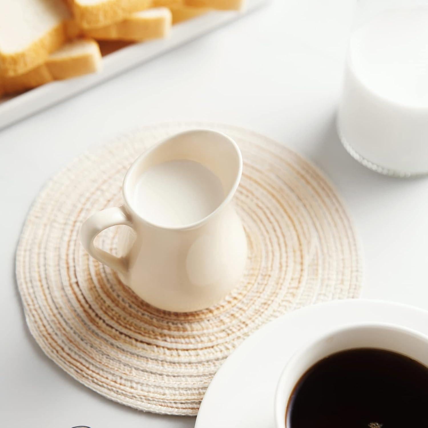 Jarra de Crema Gurygo 110ml Beige Set de 2 Cerámica Apta Microondas