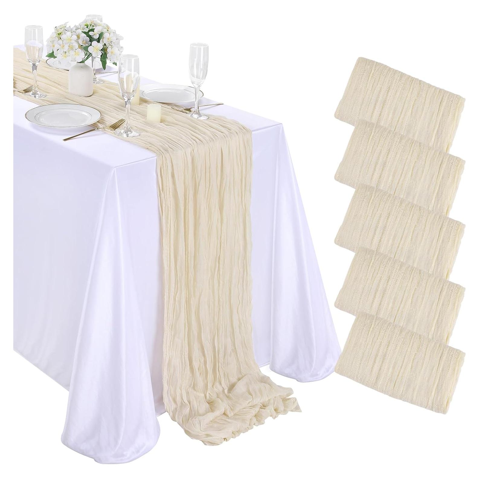 Caminos de mesa de gasa beige LuoluoHouse 5 piezas 3.05 m
