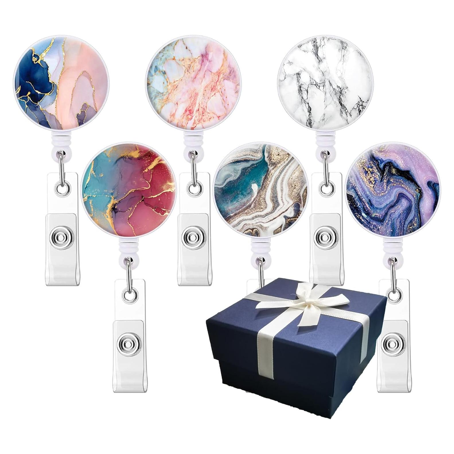 6 Sujetadores Retráctiles de Insignias YISHIYOUNI - Patrón Mixto