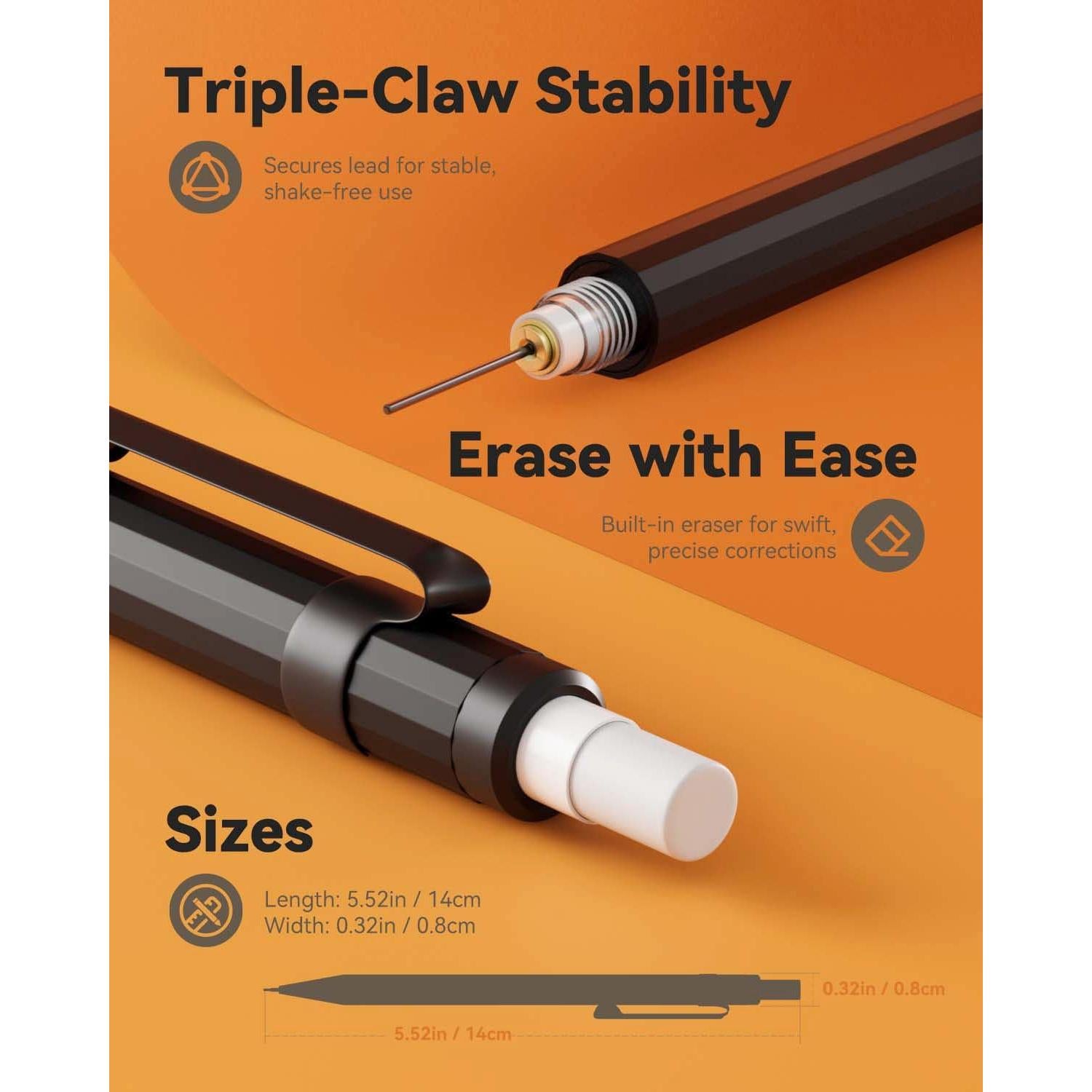 Lápices Mecánicos Metálicos Cuatro Caramelos 0.5mm - 5 Piezas