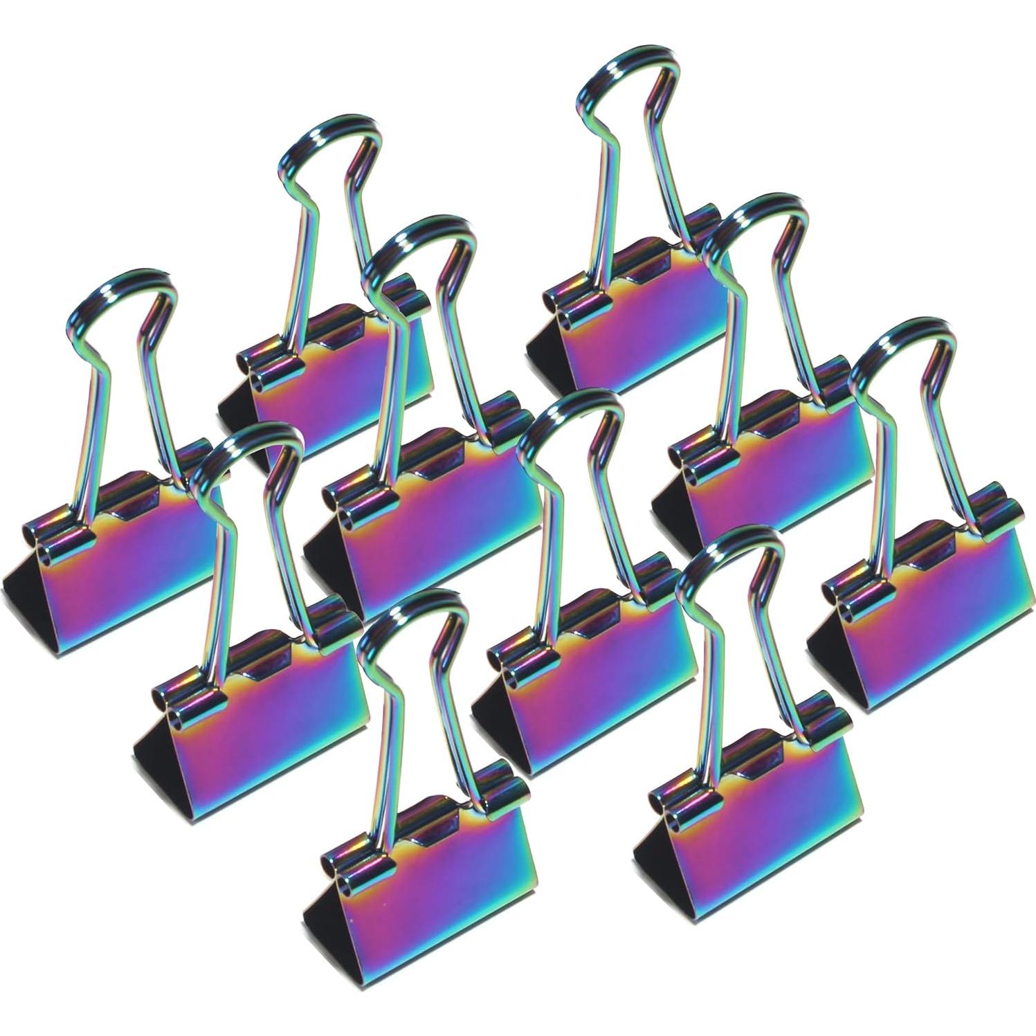 10 Clips de Papel Arcoíris QUJUFIND 19mm para Oficina