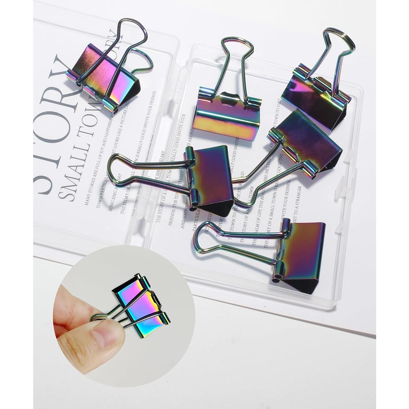 10 Clips de Papel Arcoíris QUJUFIND 19mm para Oficina