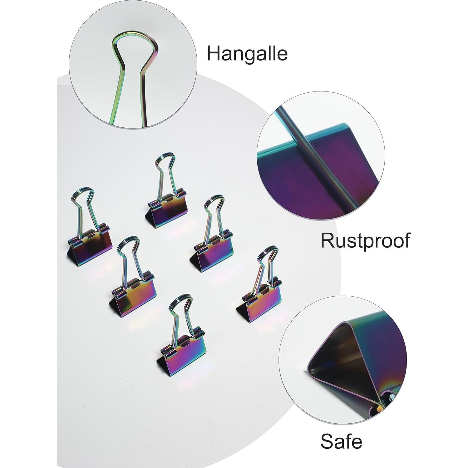 10 Clips de Papel Arcoíris QUJUFIND 19mm para Oficina