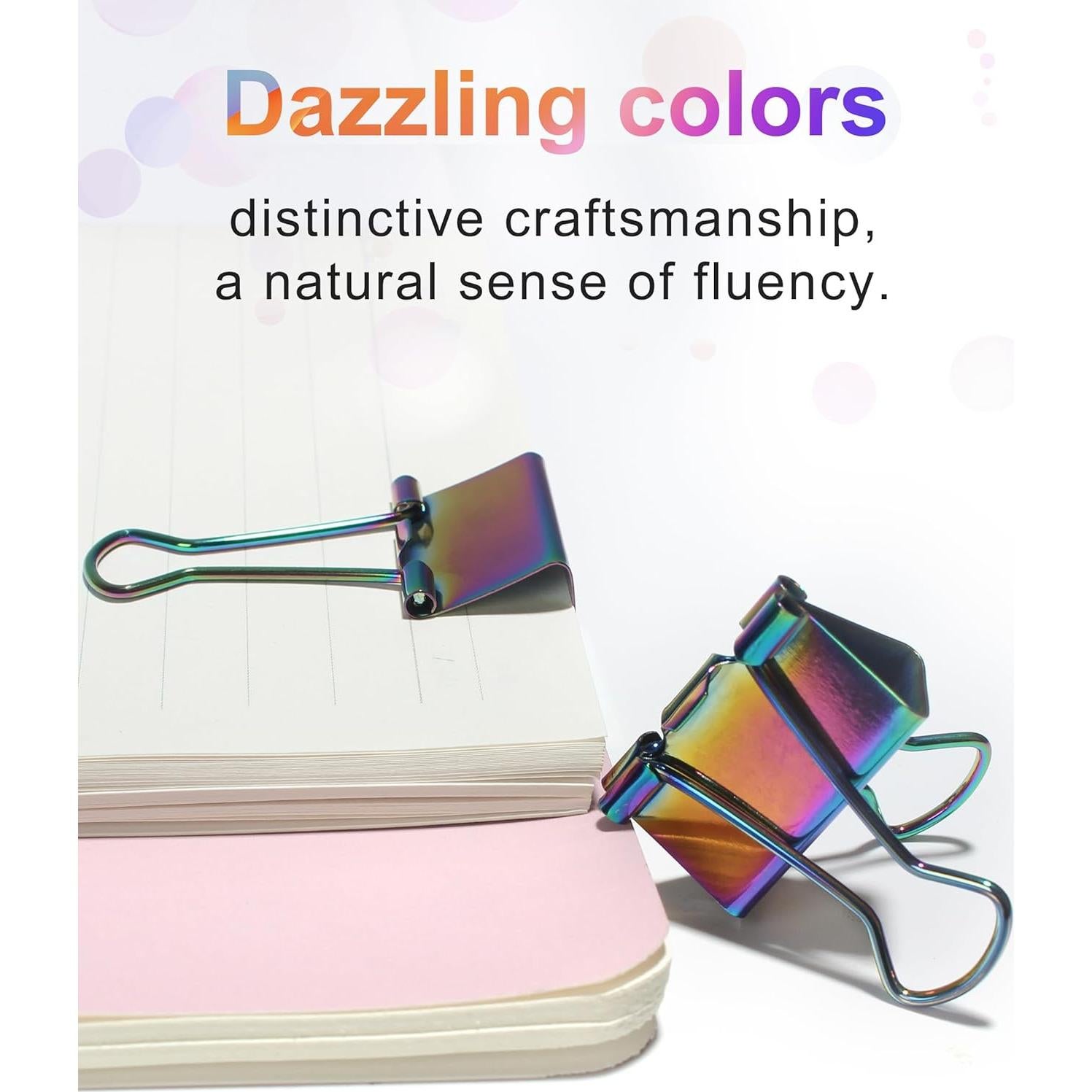 10 Clips de Papel Arcoíris QUJUFIND 19mm para Oficina