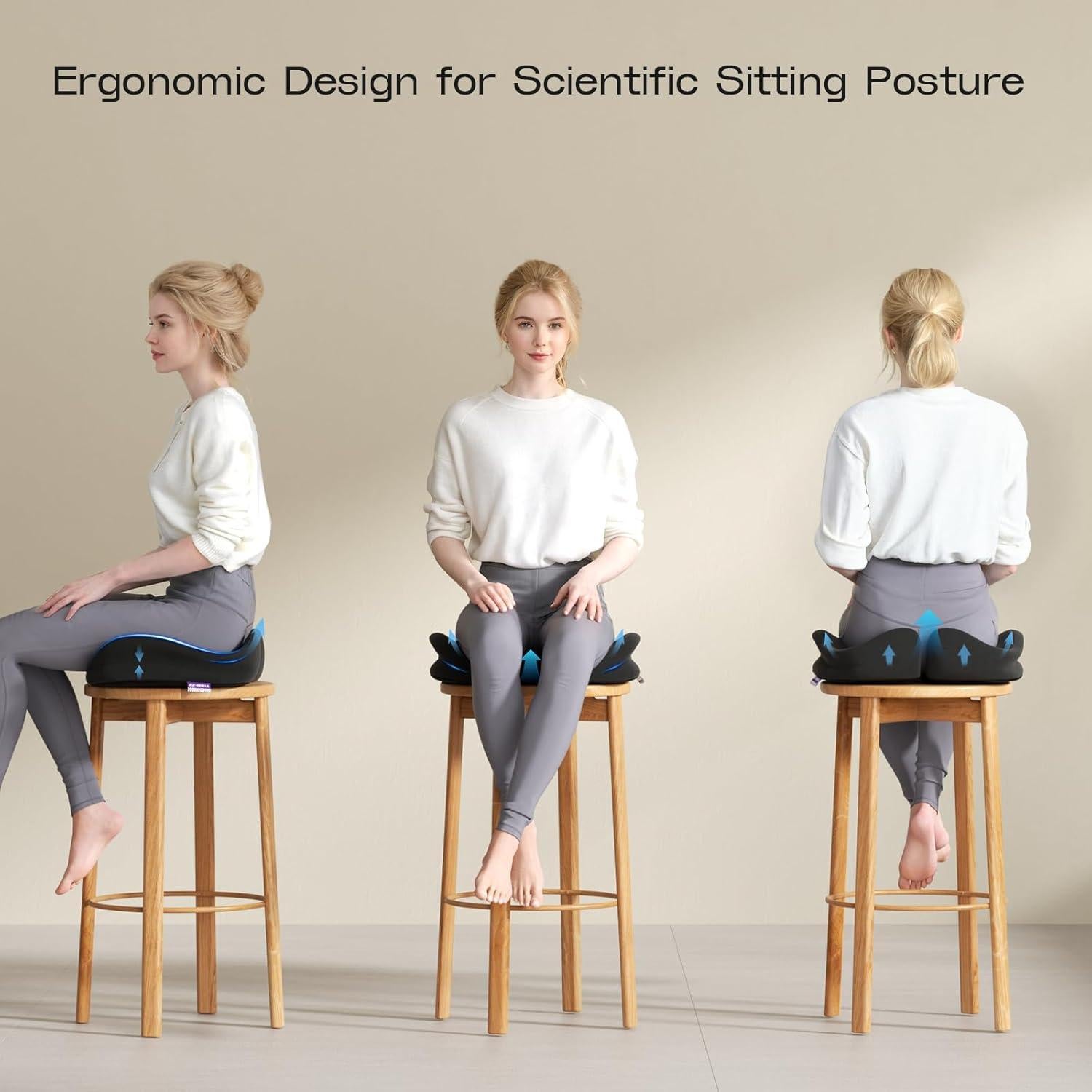 Cojín de Espuma Viscoelástica ZZ-WELL para Silla de Oficina XL