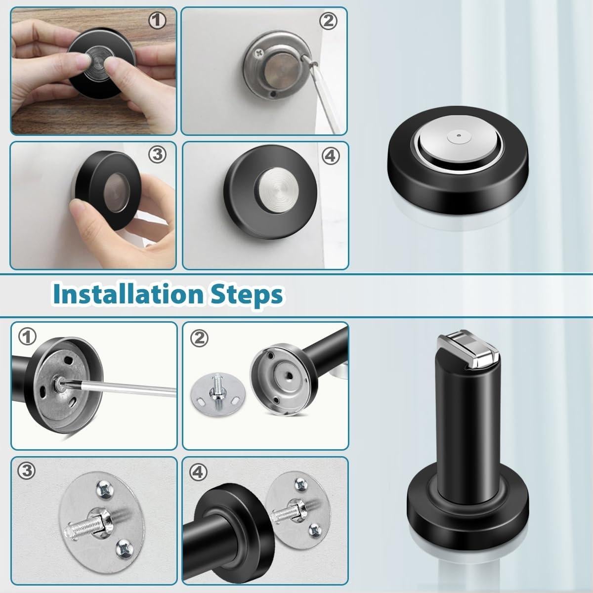 Tope de puerta magnético Gudui, acero inoxidable negro, 8.9 cm