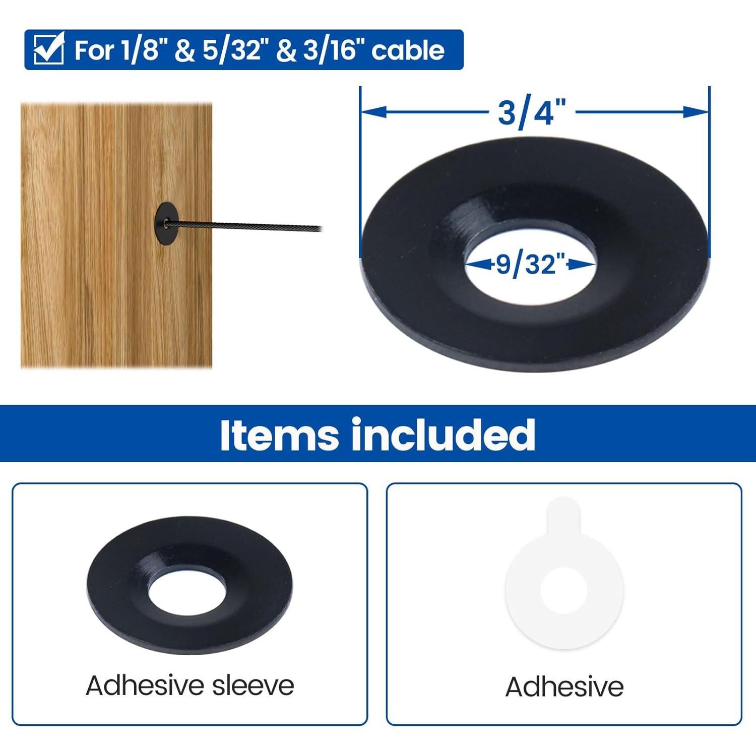 Muzata 20 Manguitos Adhesivos para Cable Acero Inoxidable T316