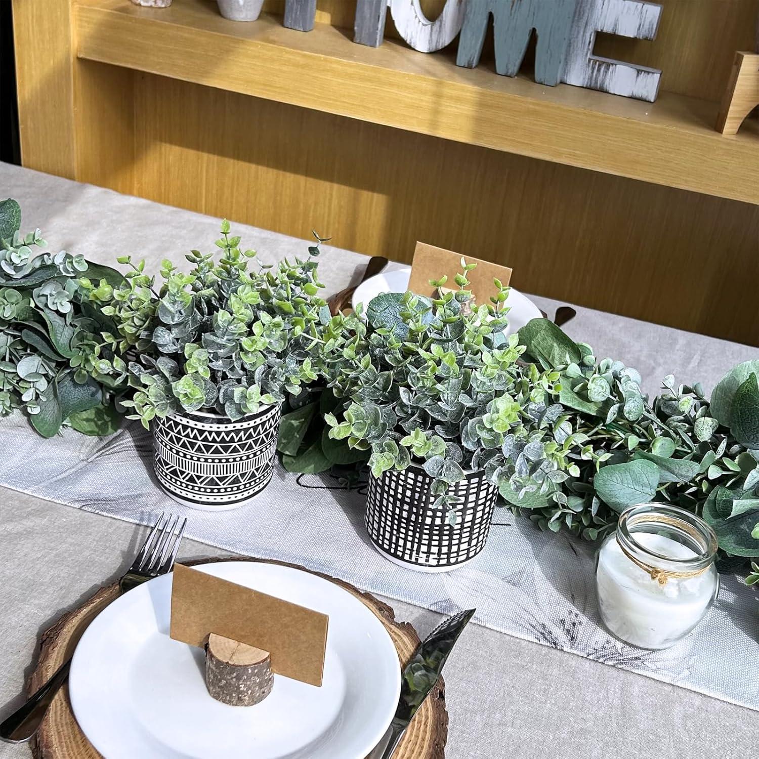 Juego de 2 Plantas de Eucalipto Artificial Winlyn en Macetas Negras