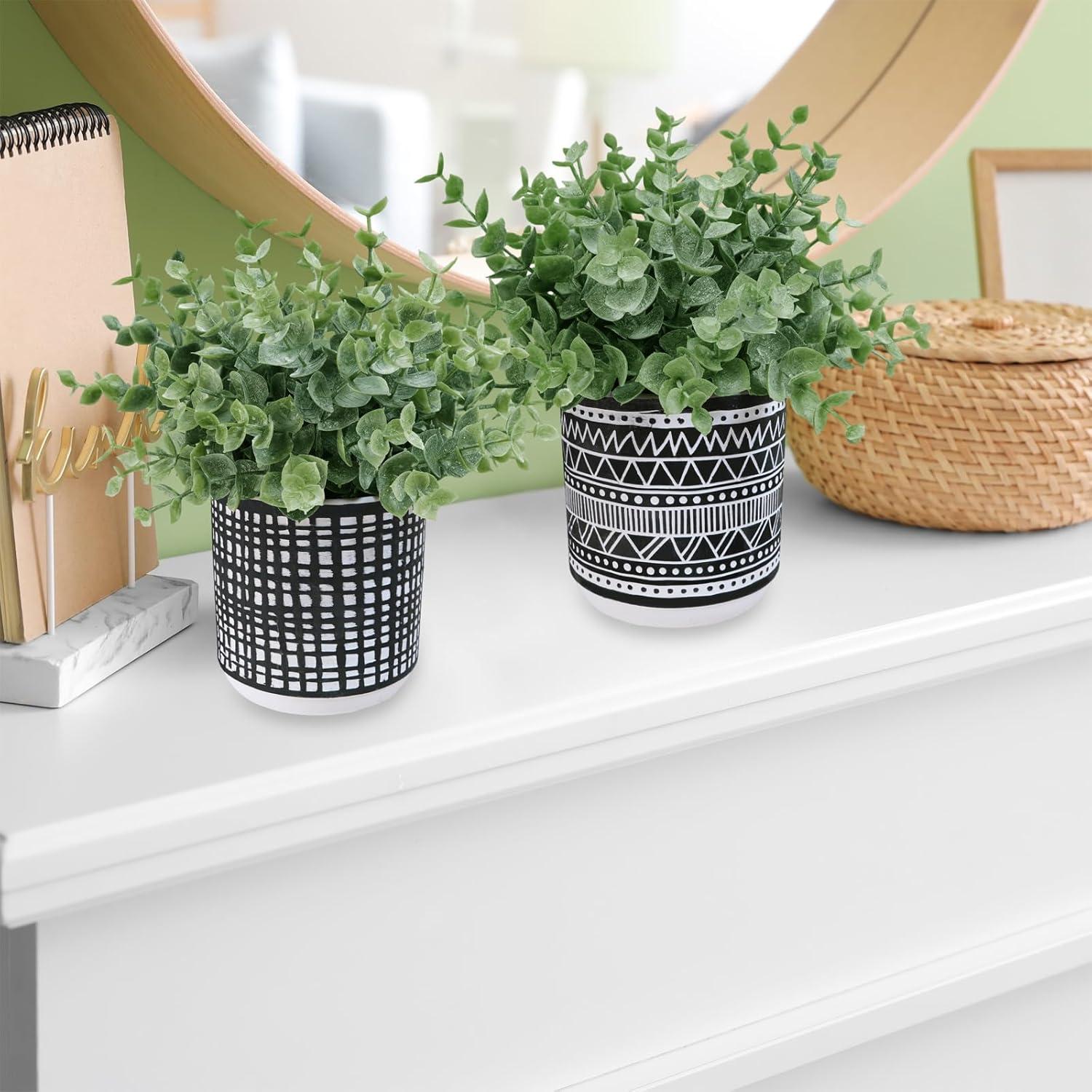 Juego de 2 Plantas de Eucalipto Artificial Winlyn en Macetas Negras