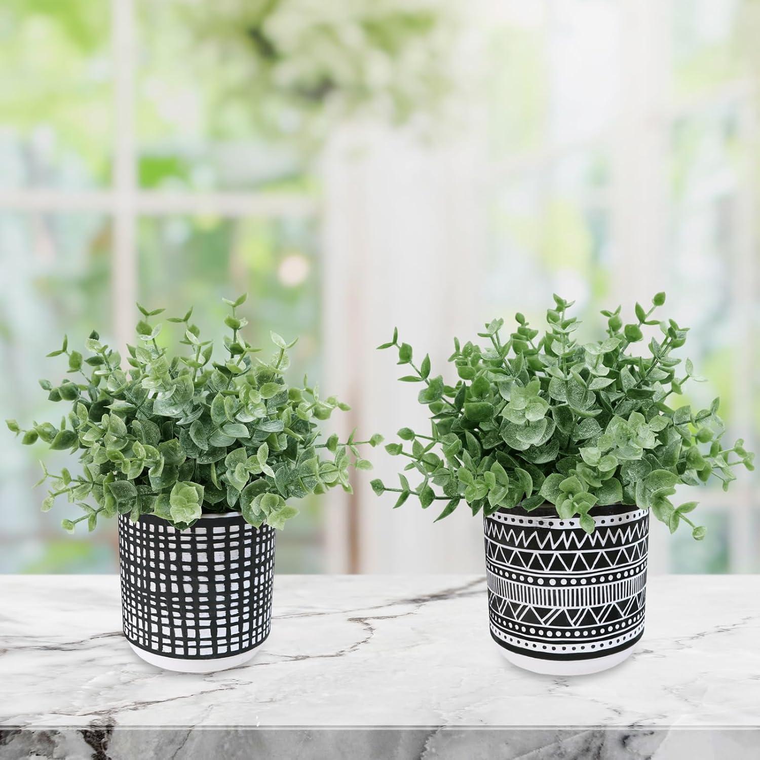 Juego de 2 Plantas de Eucalipto Artificial Winlyn en Macetas Negras