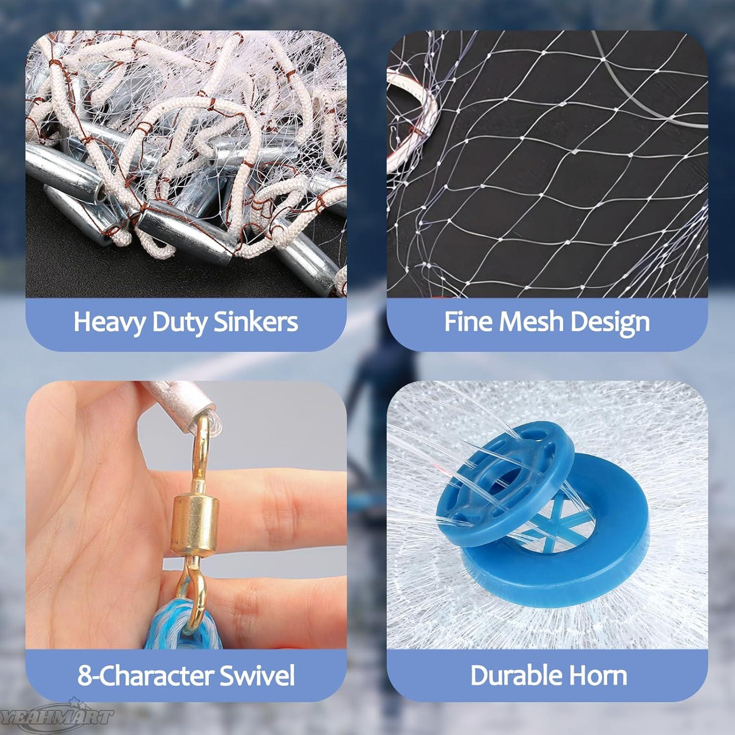Red de Lanzamiento de Pesca Yeahmart 0.91m Nylon Plegable