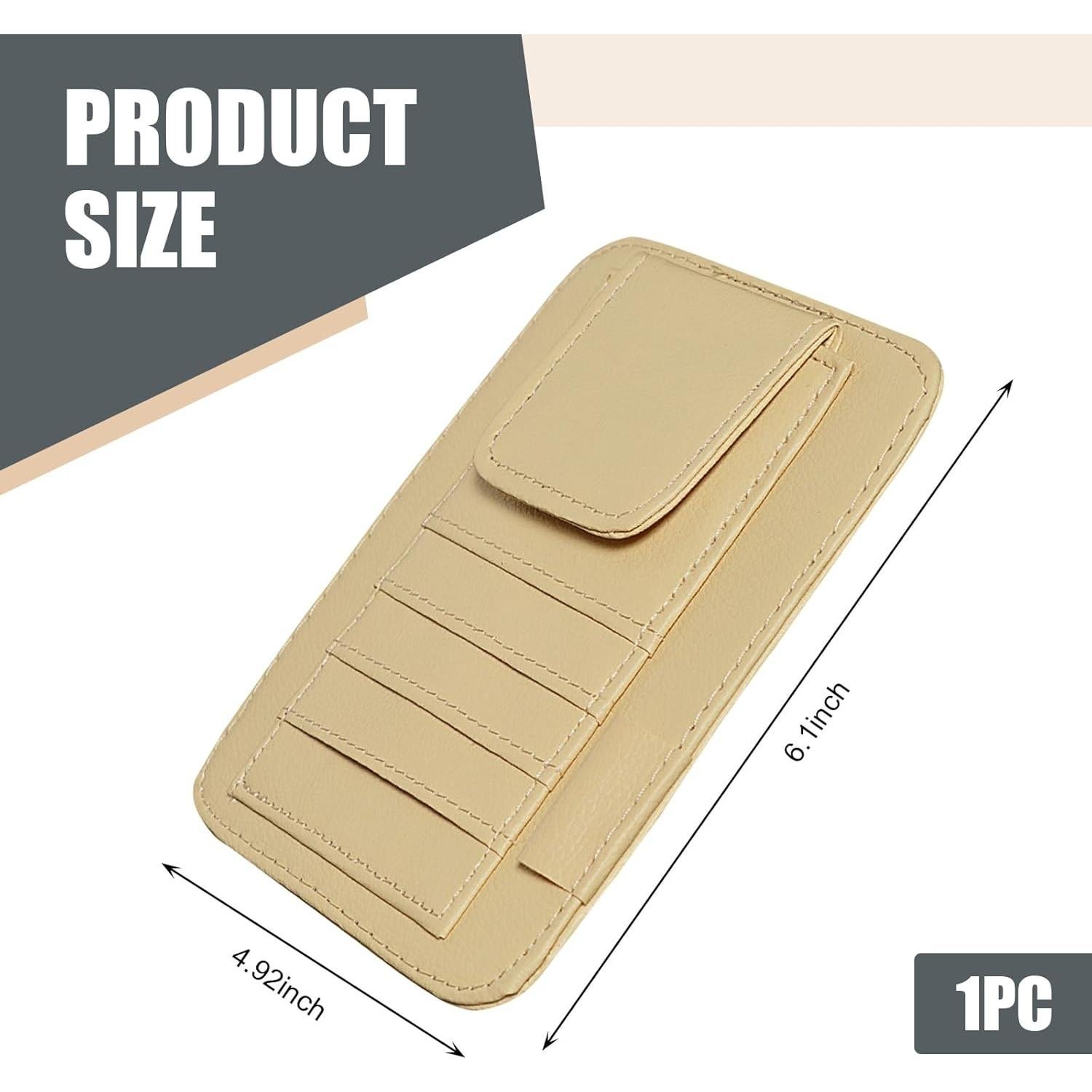 1 PC Car Sun Visor Holder, Waterproof Vehicle ID Items Storage Pocket, Large Capacity Waterproof Design, Universal Automotive Ticket Organizer Accessories for Most Cars (Beige)
