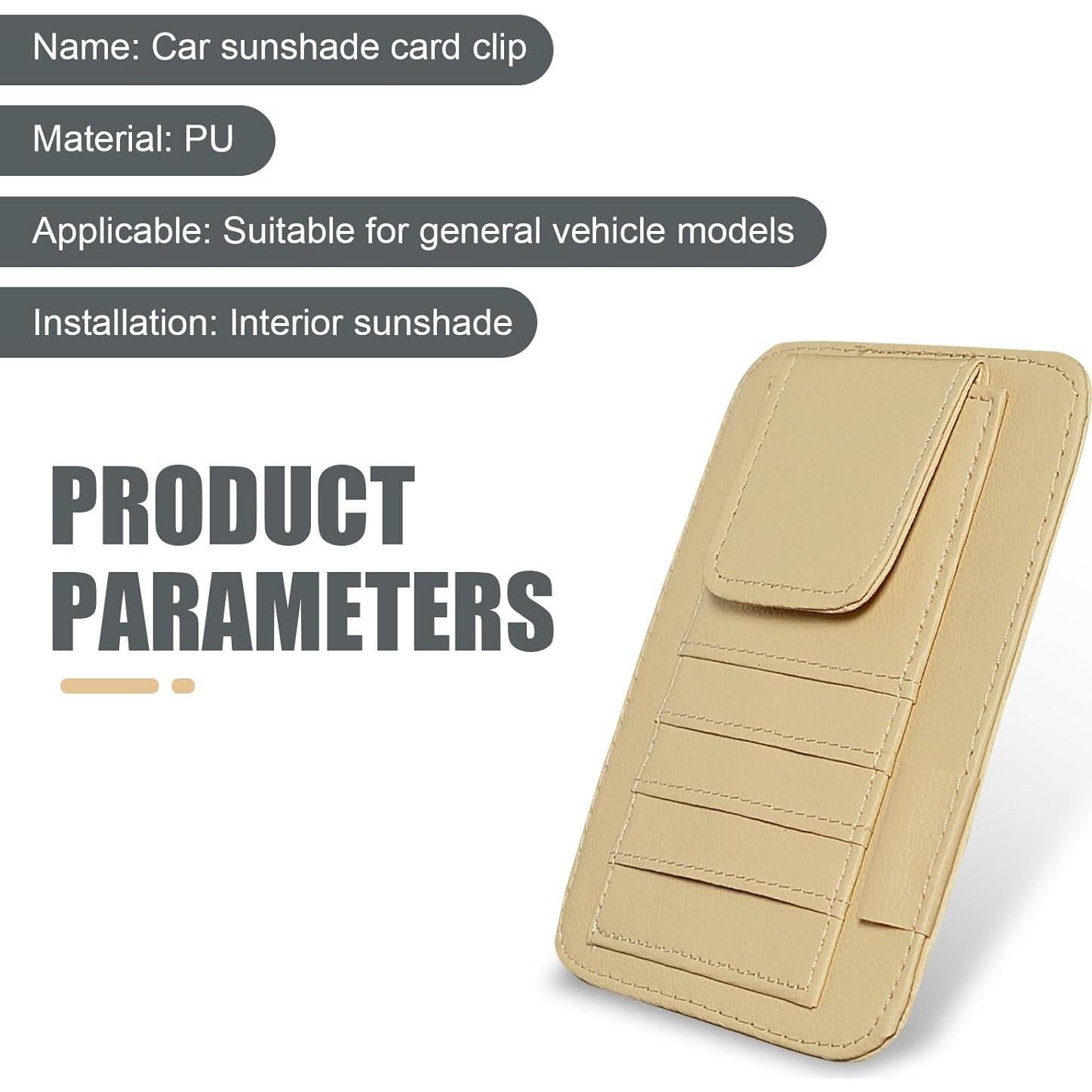 1 PC Car Sun Visor Holder, Waterproof Vehicle ID Items Storage Pocket, Large Capacity Waterproof Design, Universal Automotive Ticket Organizer Accessories for Most Cars (Beige)
