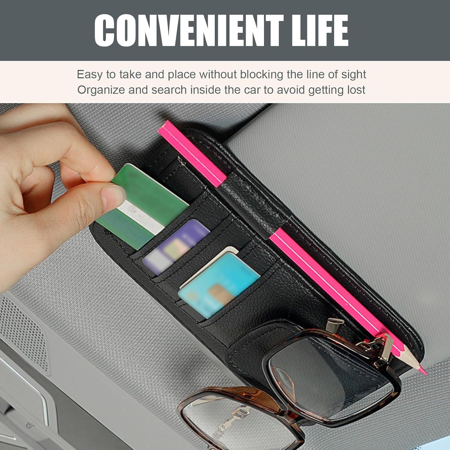 1 PC Car Sun Visor Holder, Waterproof Vehicle ID Items Storage Pocket, Large Capacity Waterproof Design, Universal Automotive Ticket Organizer Accessories for Most Cars (Beige)