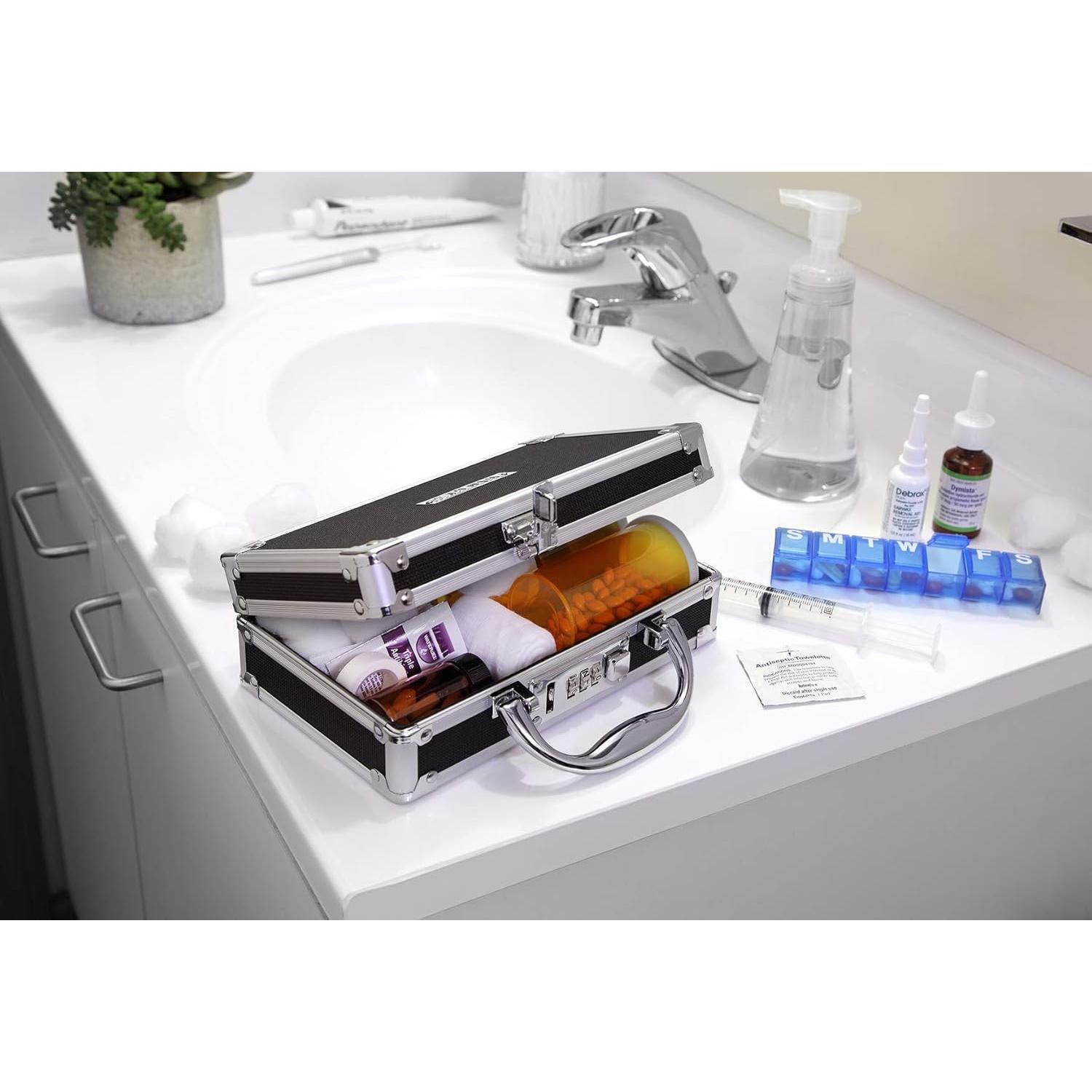 Caja de Seguridad para Medicamentos Vaultz - 21.2x12.7x6.4cm - Negro