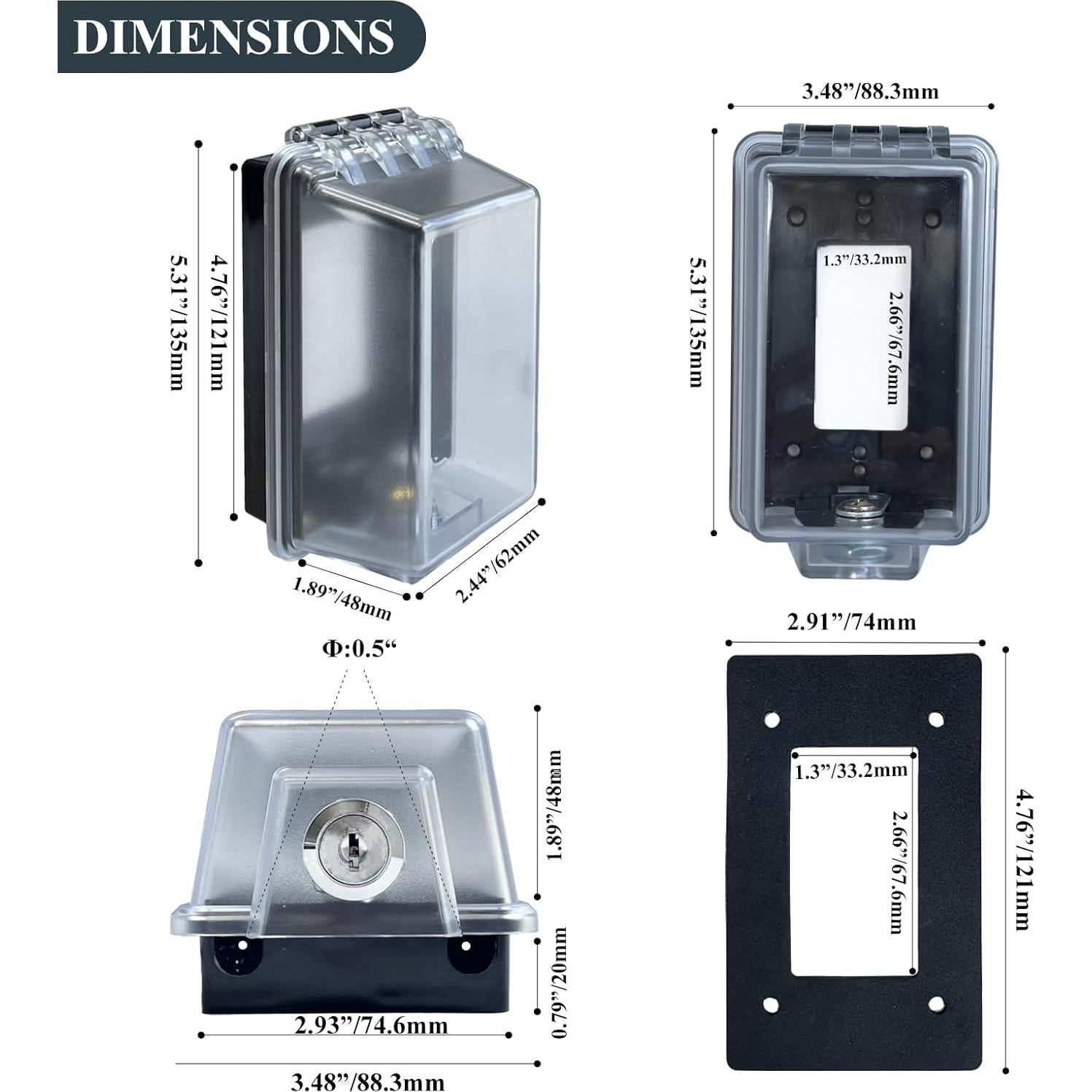 Cubierta de Enchufe Eléctrico Impermeable PILISPARK 1 Paquete