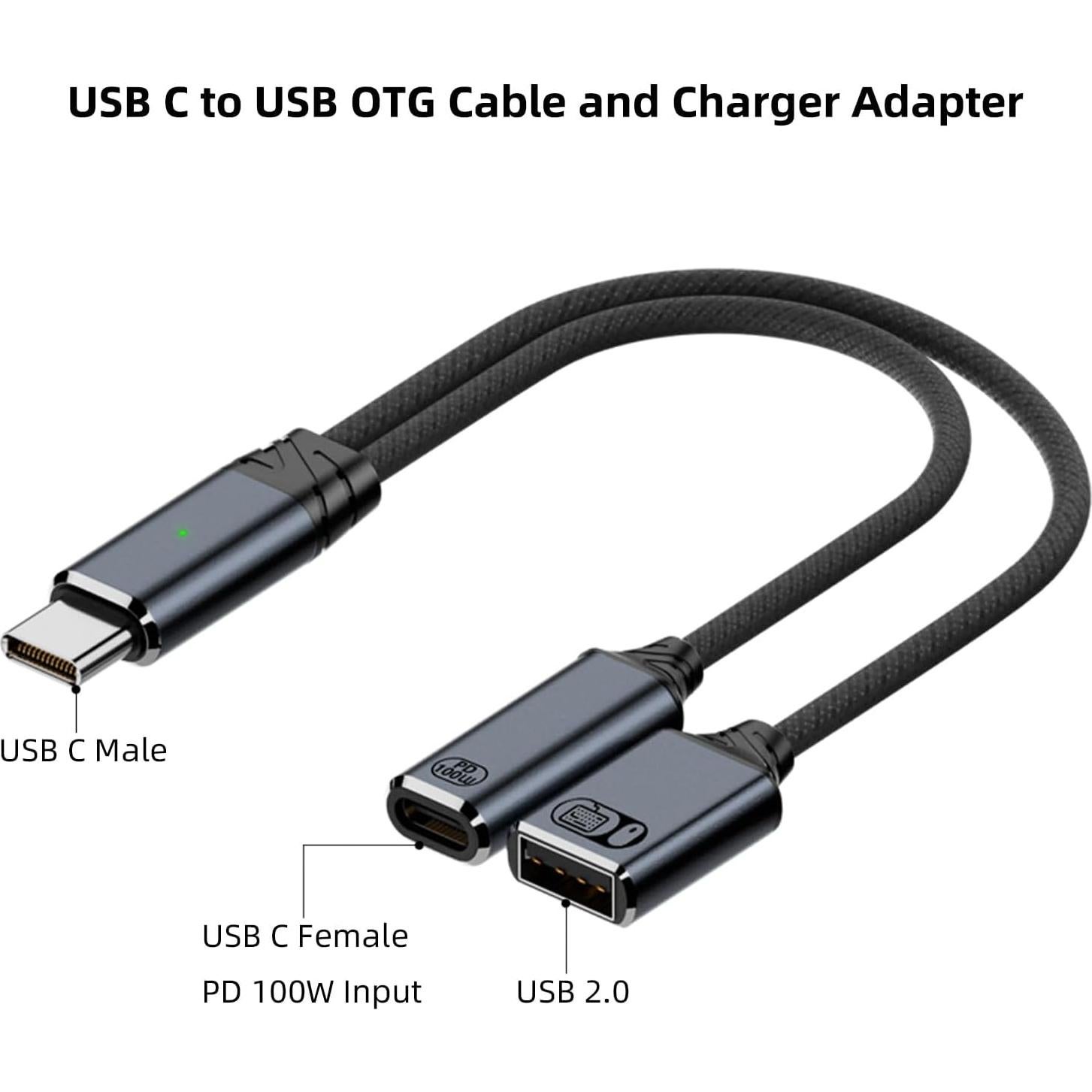 Adaptador USB C OTG y Cargador Jadebones 100W Gris