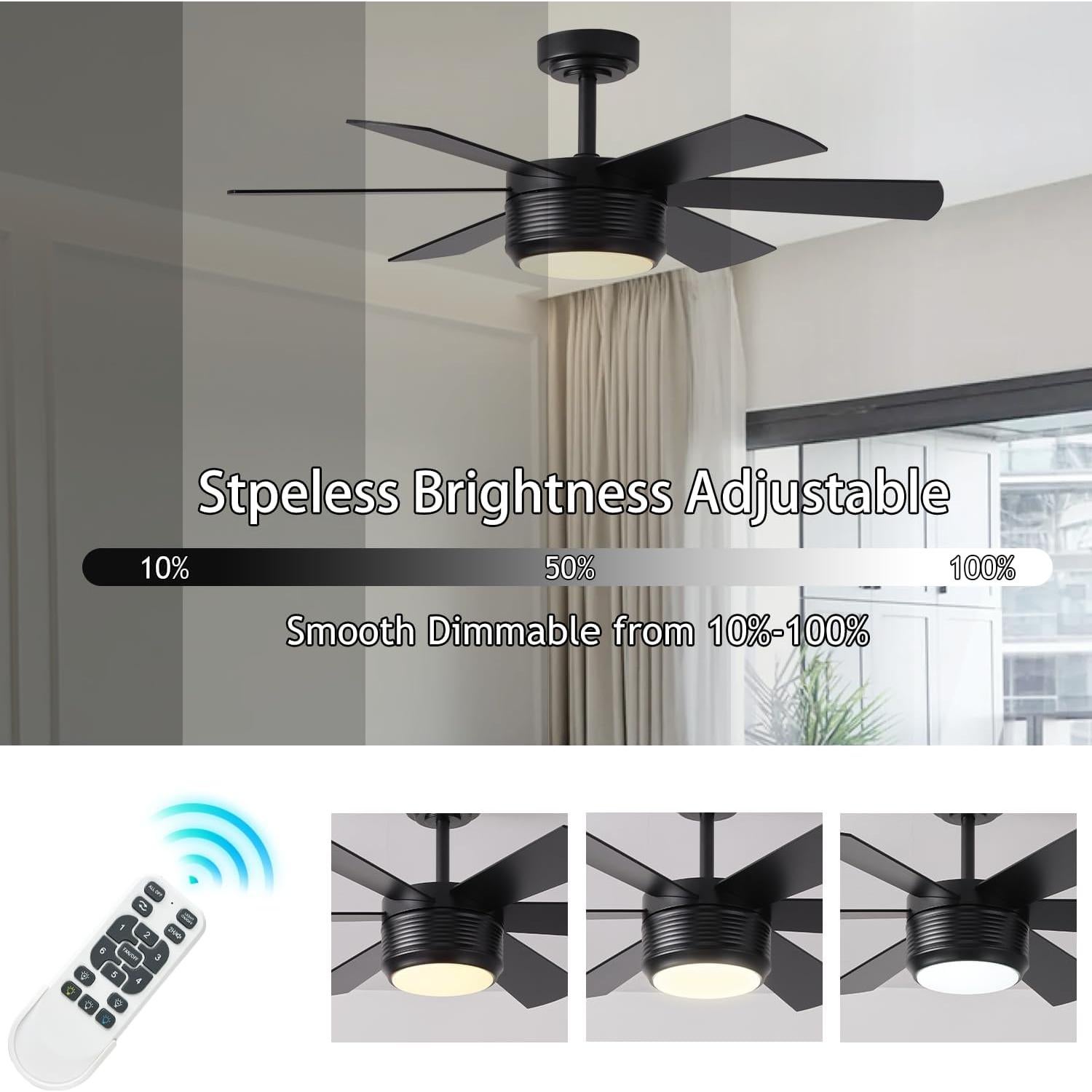 Ventilador de Techo SHOWDI 106 cm con Luces y Control Remoto