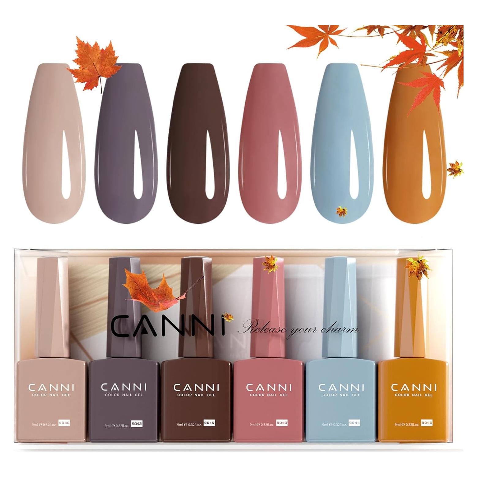Set de Esmalte de Uñas en Gel CANNI 6 Colores 9 ML Marrón