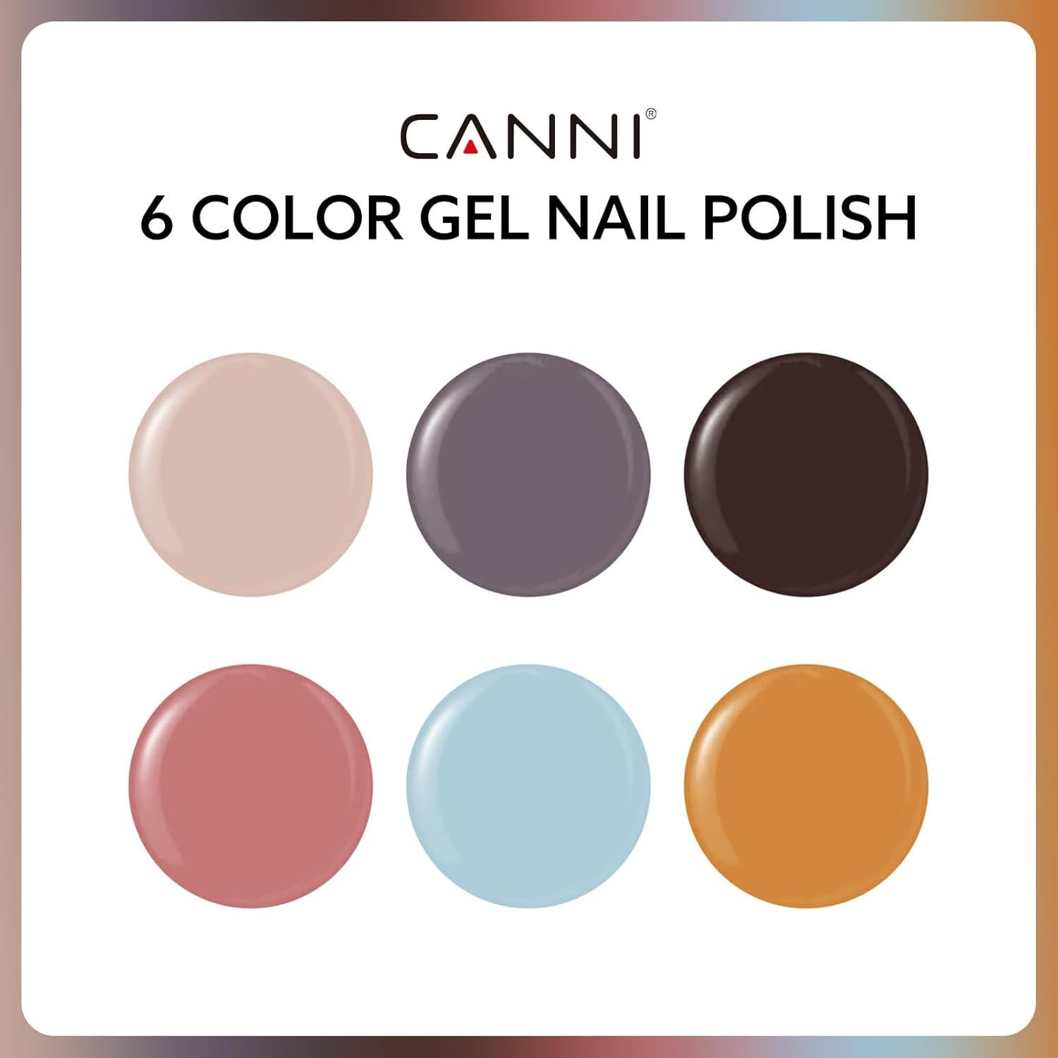 Set de Esmalte de Uñas en Gel CANNI 6 Colores 9 ML Marrón