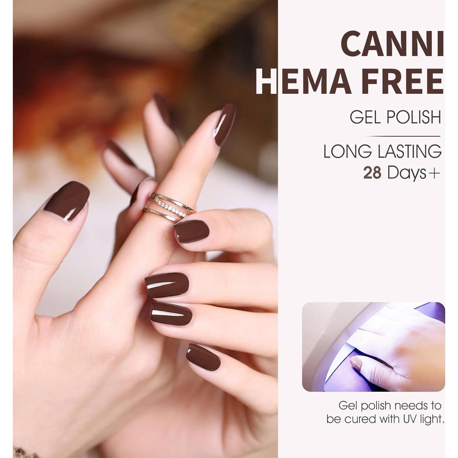 Set de Esmalte de Uñas en Gel CANNI 6 Colores 9 ML Marrón