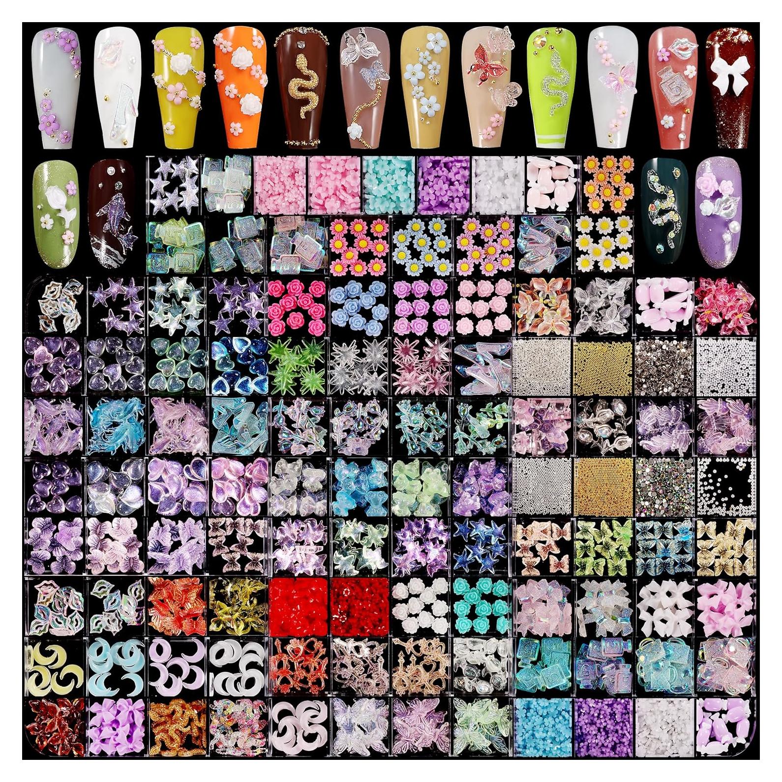 Set de 250 Adornos para Uñas 3D Tanhu - Colores y Formas Variadas