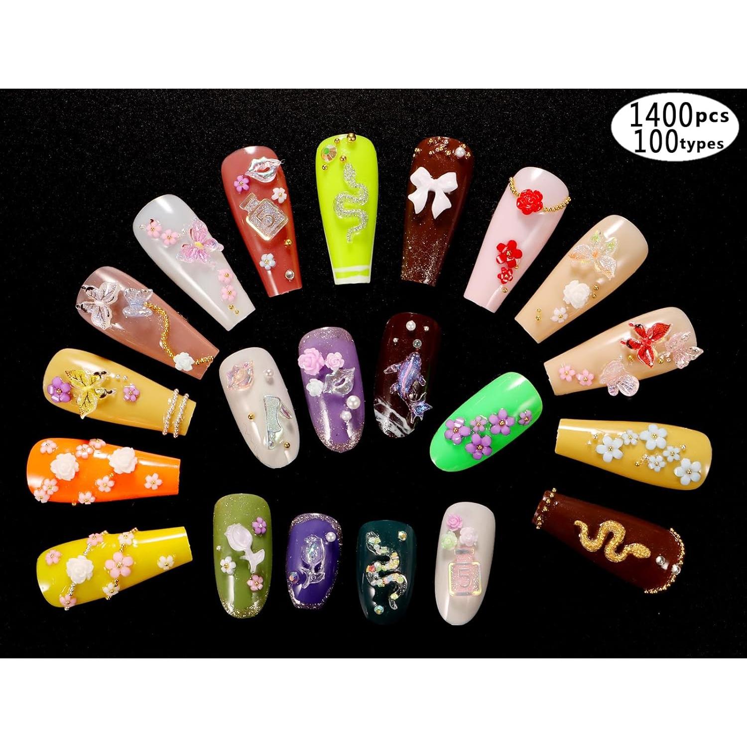 Set de 250 Adornos para Uñas 3D Tanhu - Colores y Formas Variadas