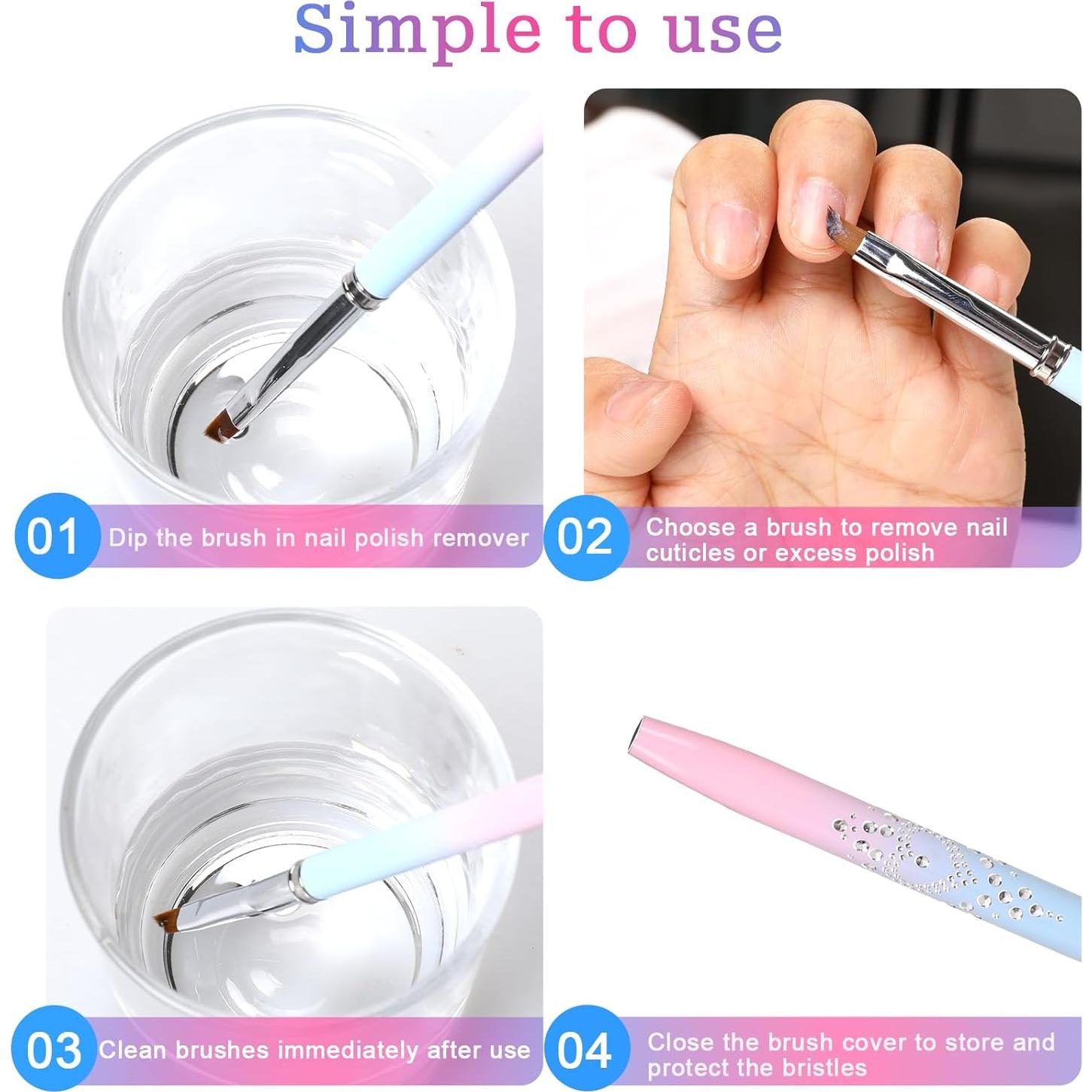 Juego de 3 Pinceles para Limpiar Esmalte de Uñas Sliverdew