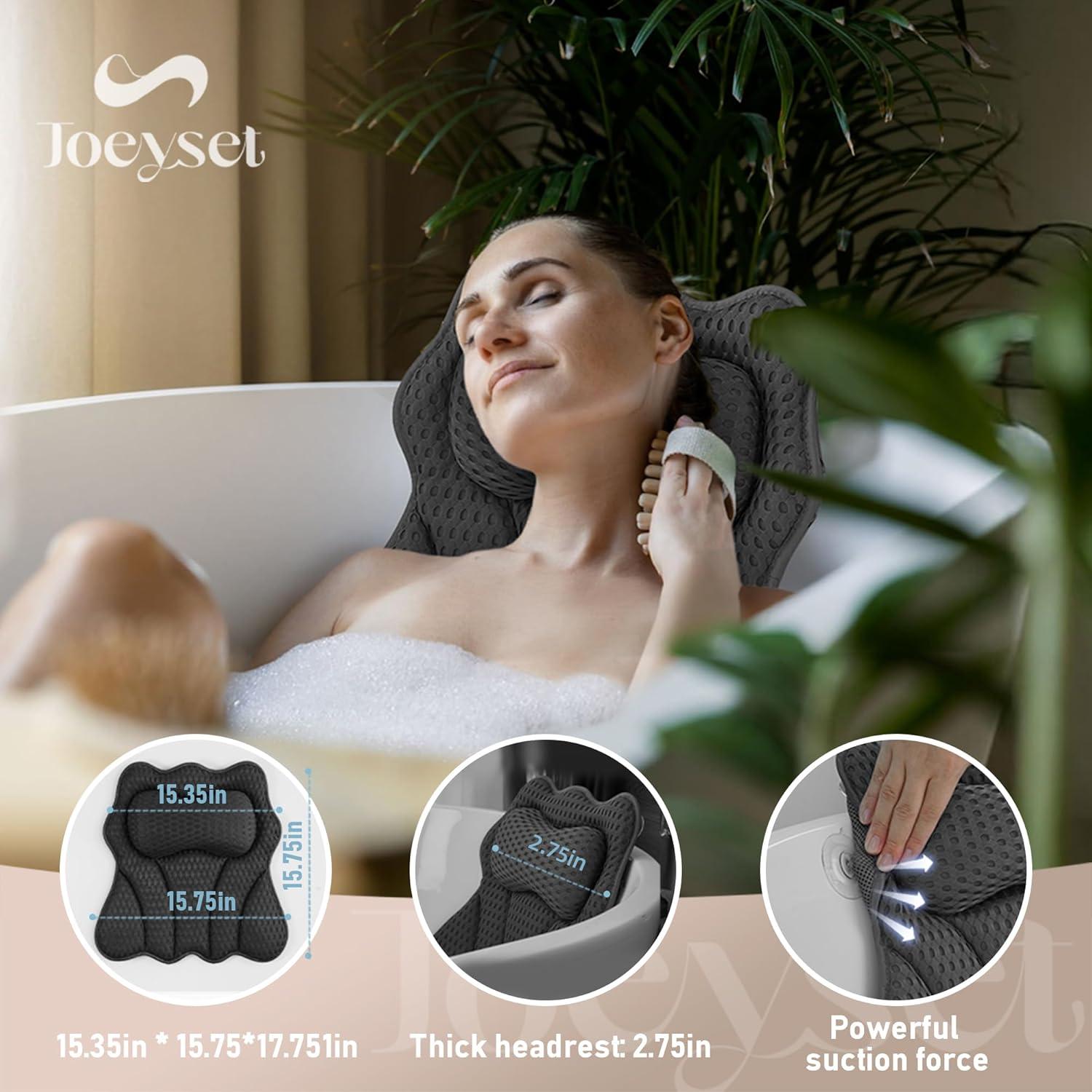 Almohada de Baño Joeyset Gris, Malla de Aire 4D, Antideslizante