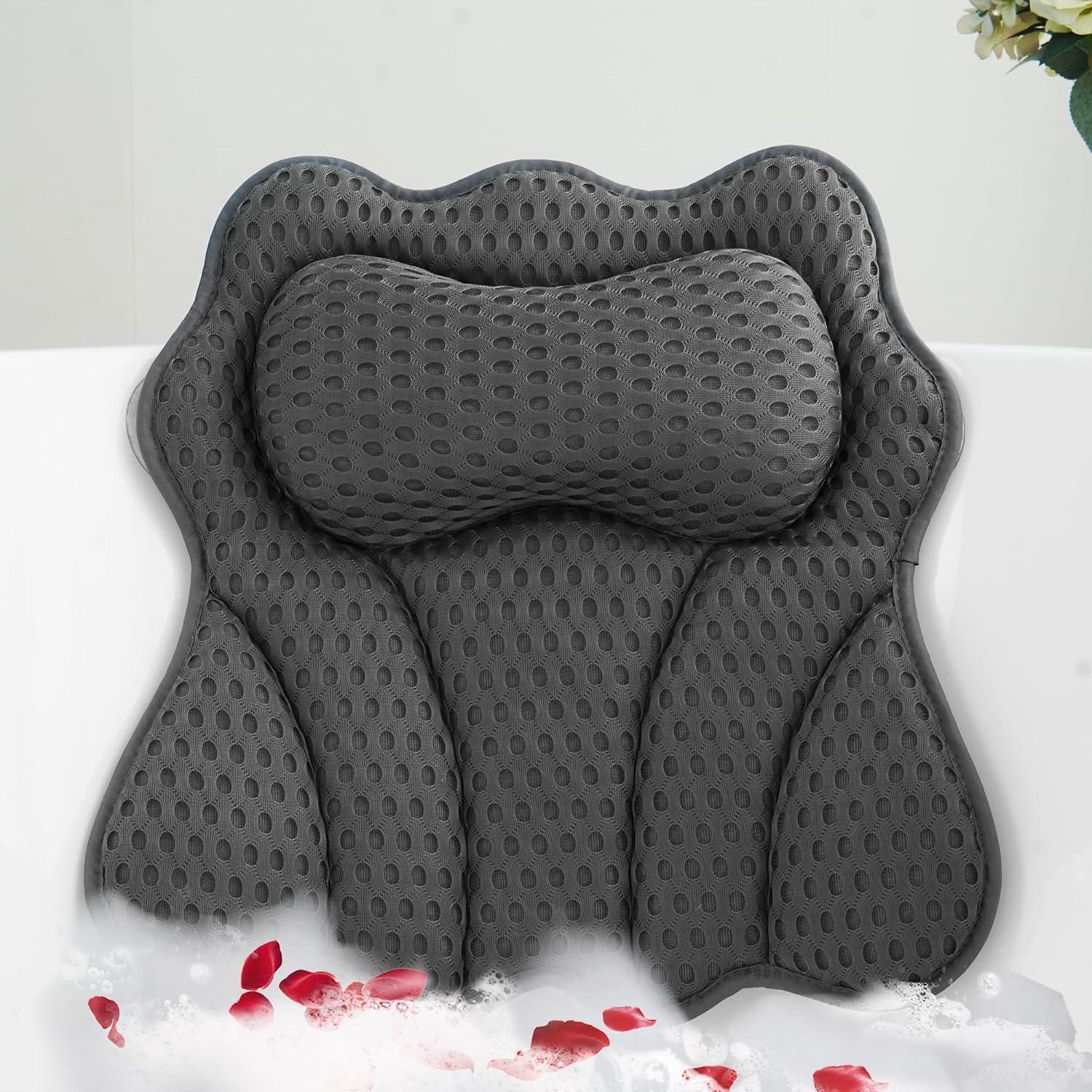Almohada de Baño Joeyset Gris, Malla de Aire 4D, Antideslizante