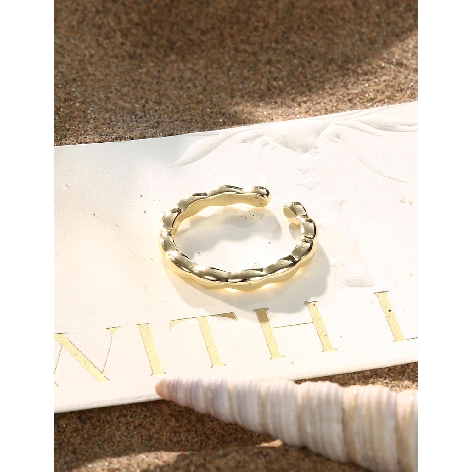 Anillo de Dedo del Pie Ajustable Oro Relleno 14K Fiasaso Mujer