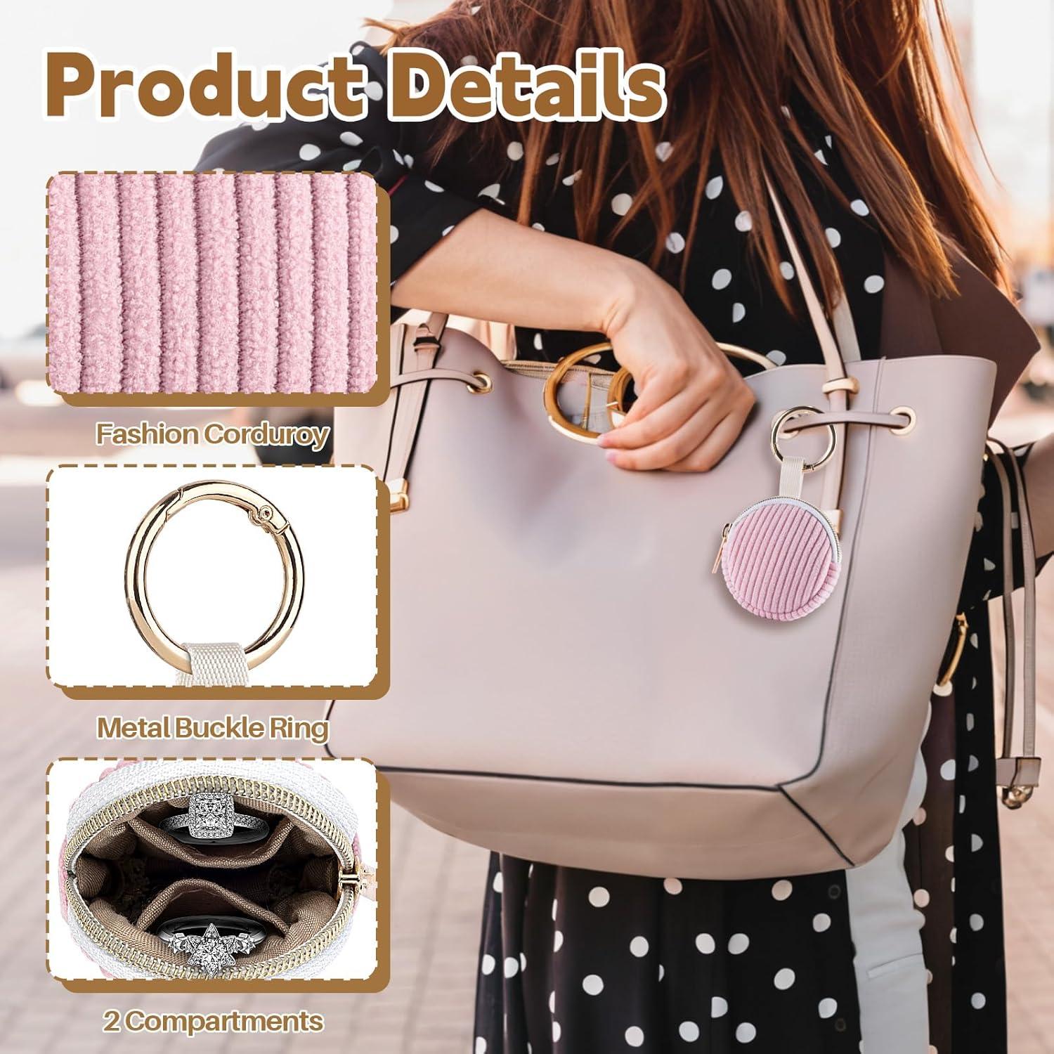 Estuche de Joyería Portátil Playexen 2 Piezas Beige y Rosa