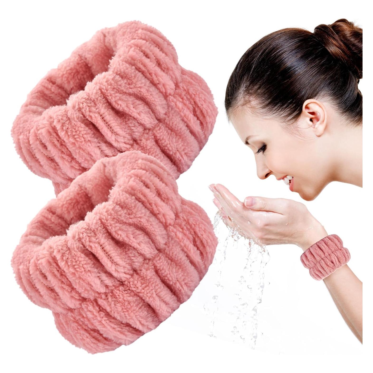 Bandas de Muñeca Wteehn 2 Piezas Microfibra Rosa Frijol