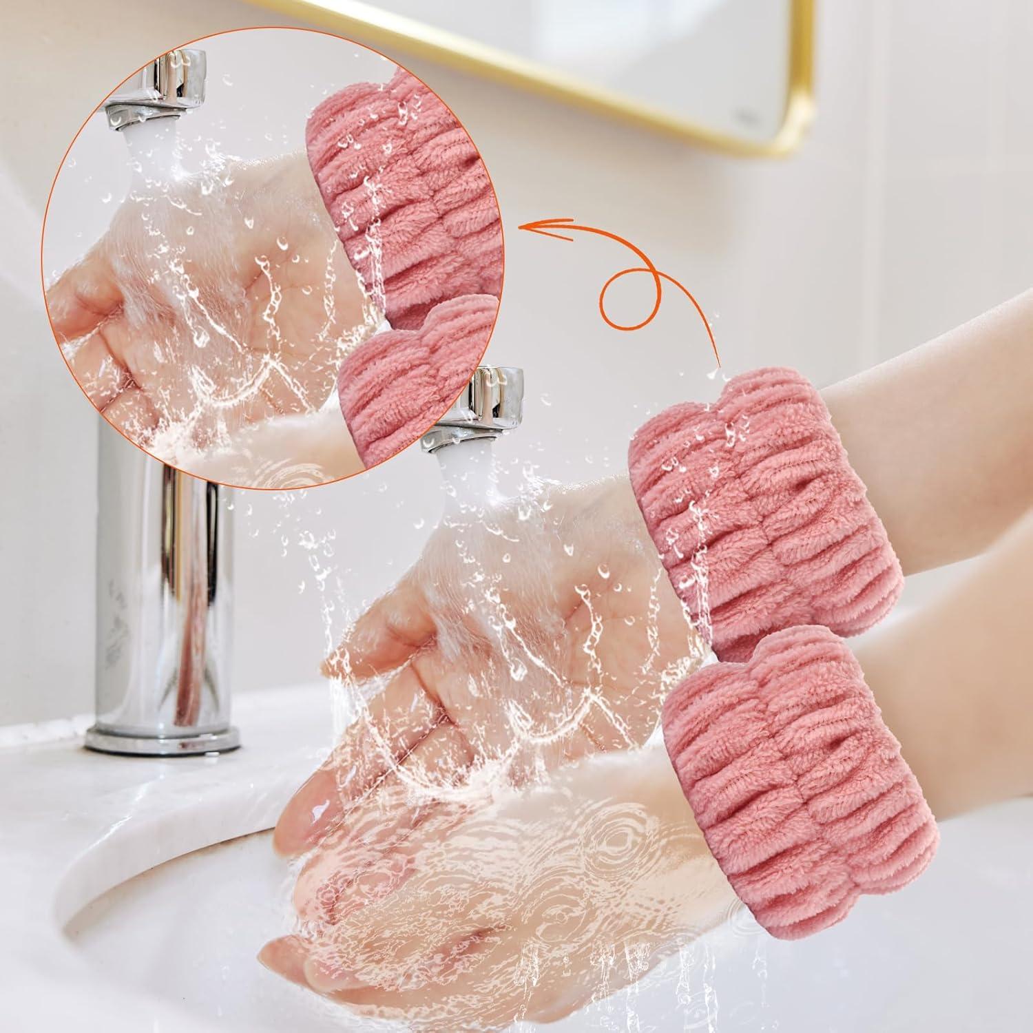 Bandas de Muñeca Wteehn 2 Piezas Microfibra Rosa Frijol