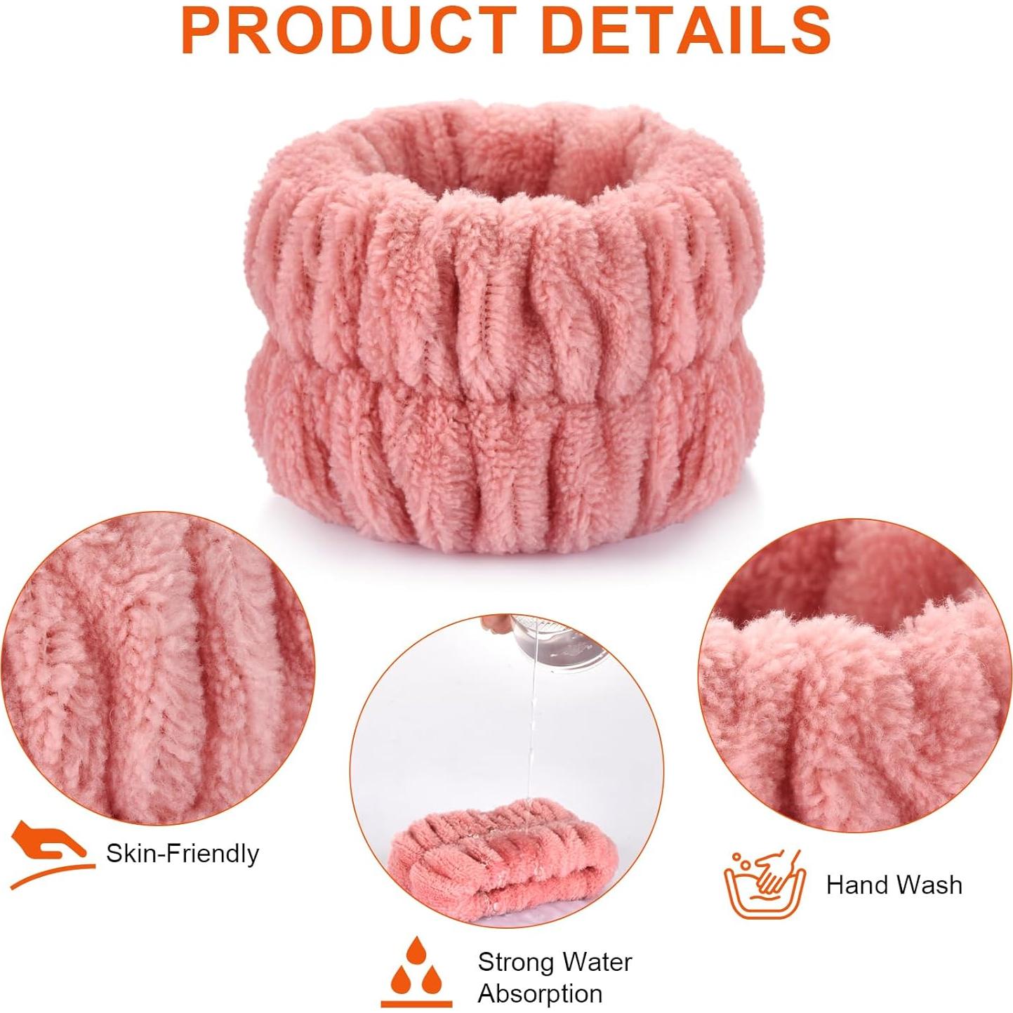 Bandas de Muñeca Wteehn 2 Piezas Microfibra Rosa Frijol