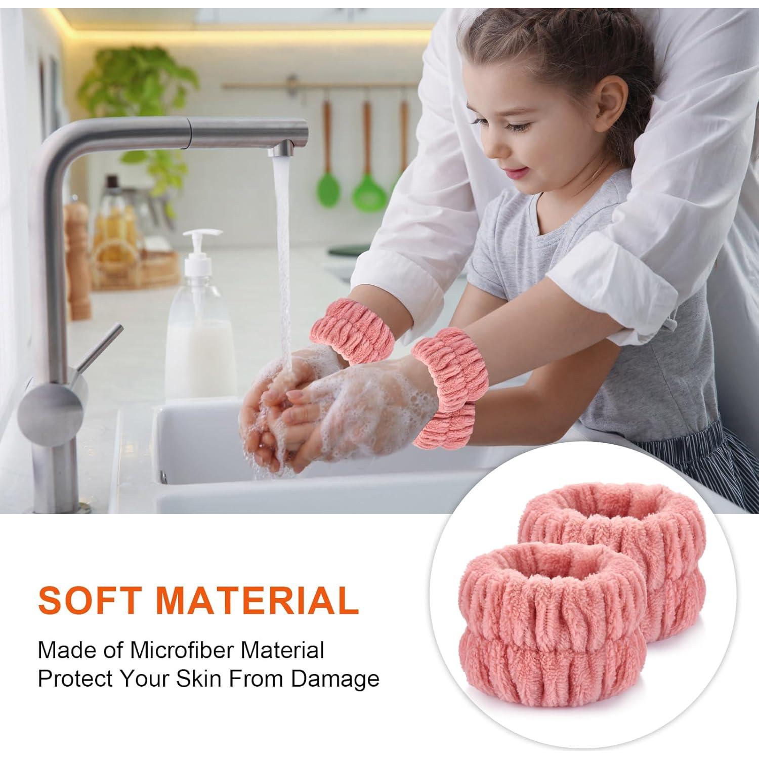 Bandas de Muñeca Wteehn 2 Piezas Microfibra Rosa Frijol