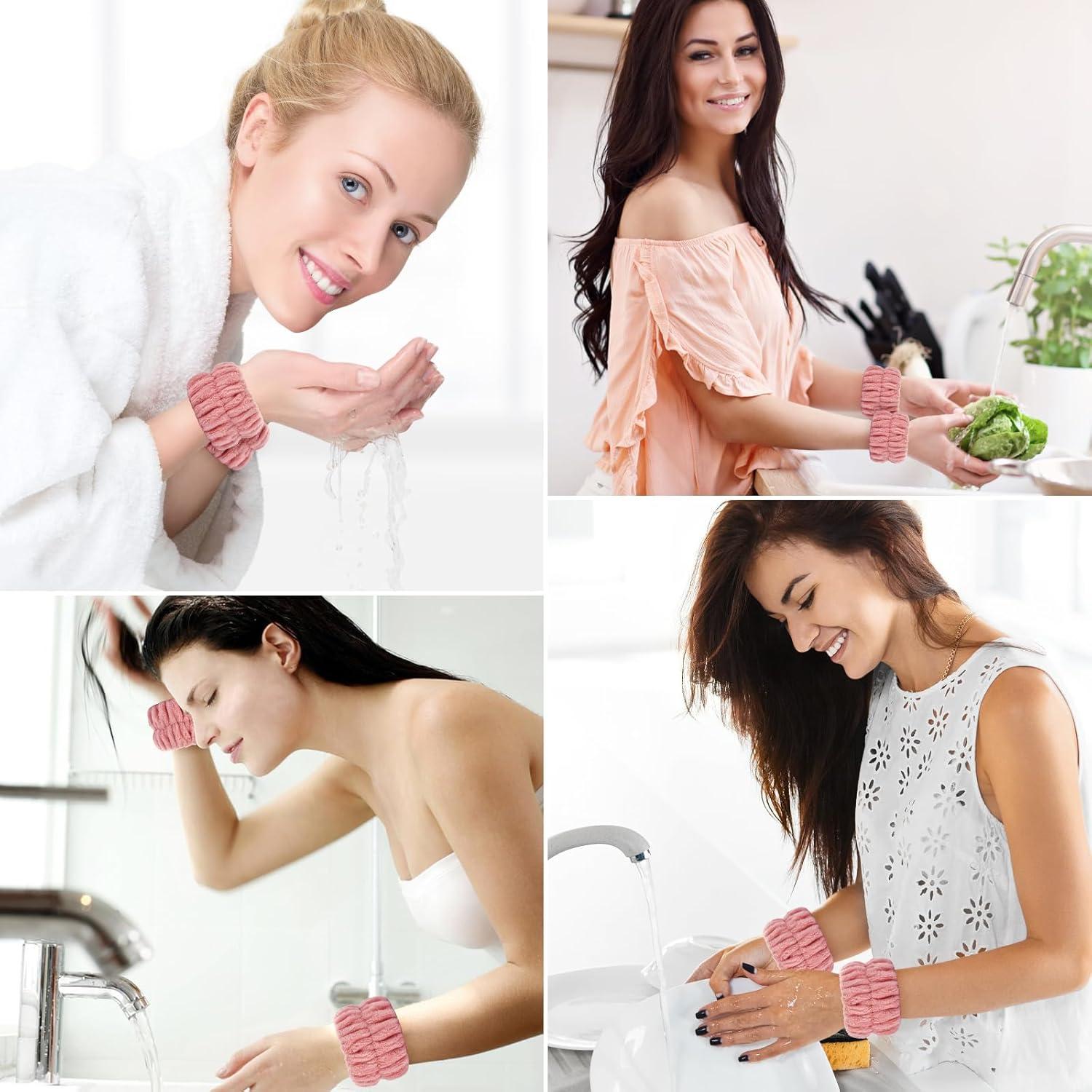 Bandas de Muñeca Wteehn 2 Piezas Microfibra Rosa Frijol