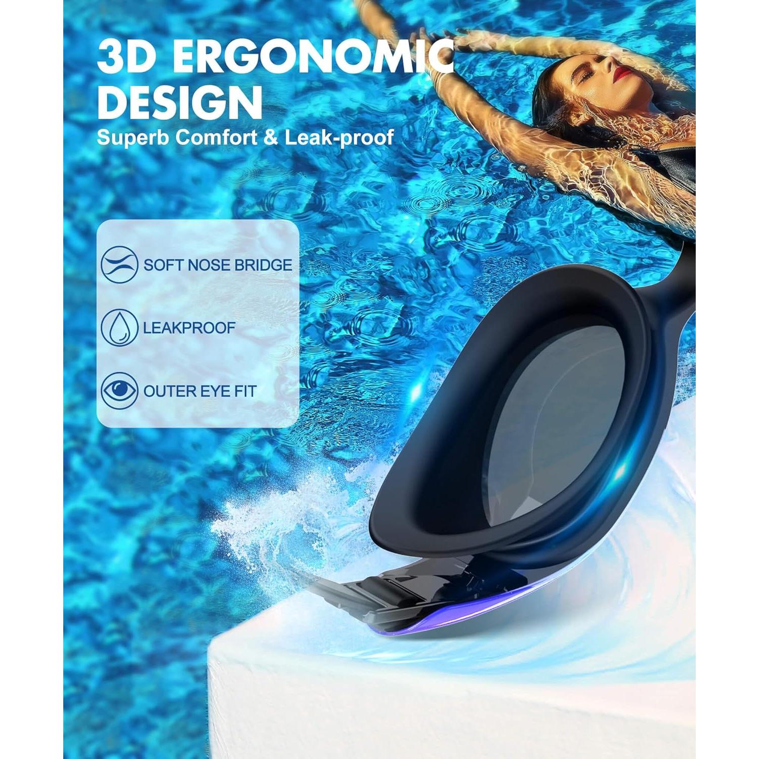 Gafas de natación NSSIW para adultos UV400 - 3 paquetes