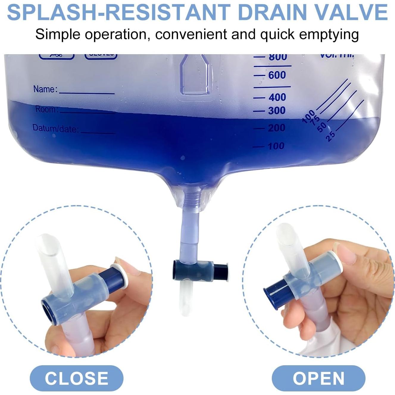 Paquete de 2 Bolsas de Drenaje Urinario DWCHECK 2000mL