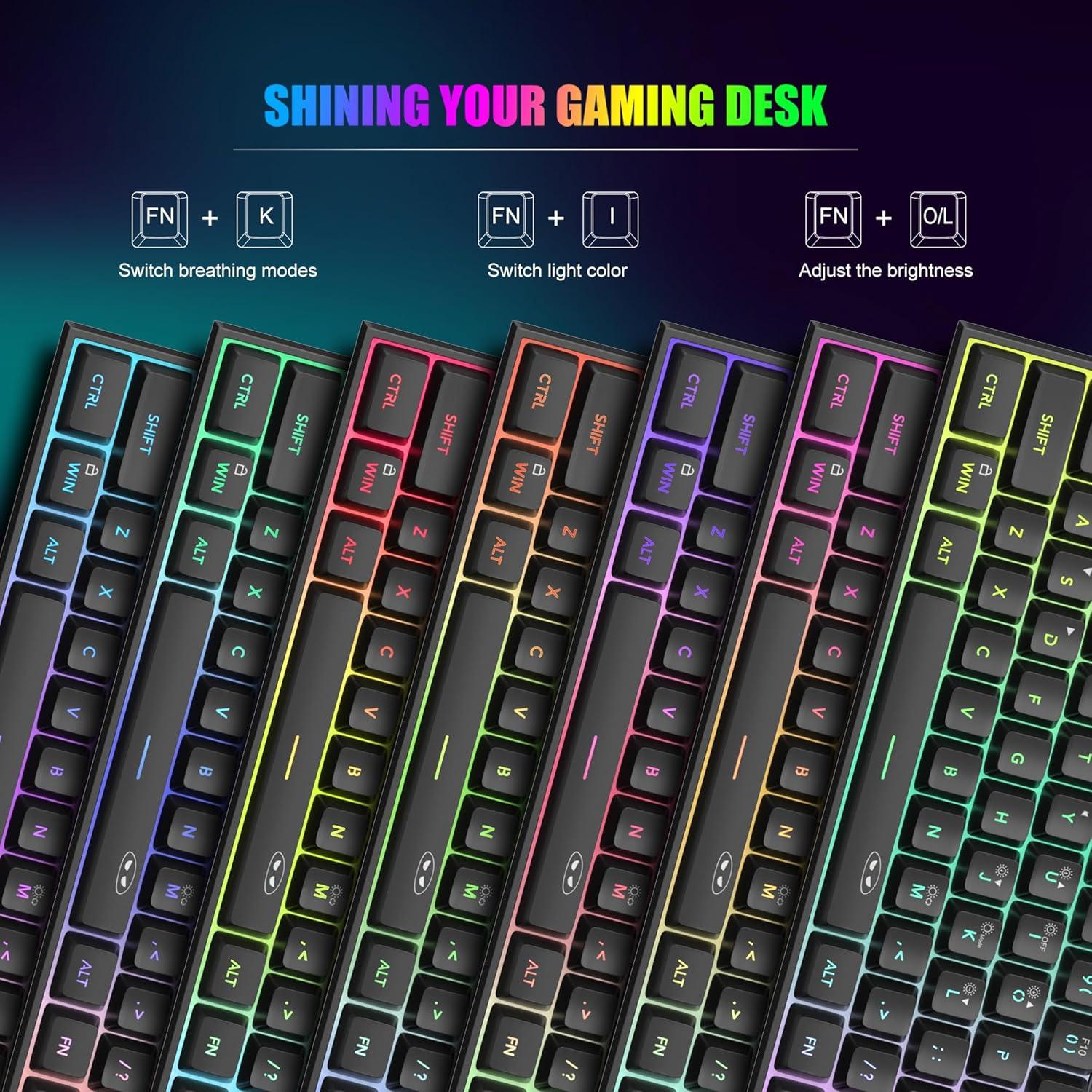Teclado Gaming MageGee TS91 60% Retroiluminado RGB Negro