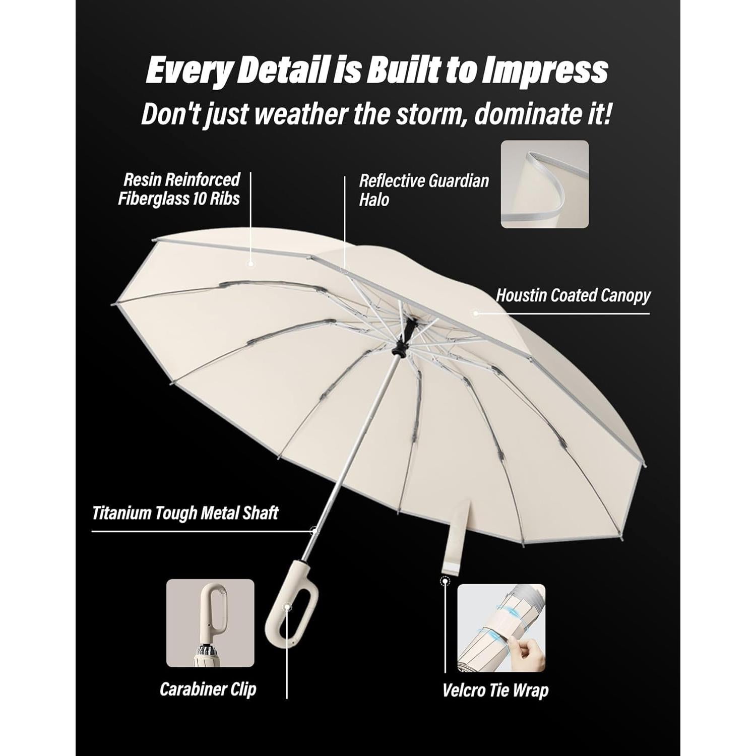 Paraguas Invertido Automático Dyale Travel Beige Resistente al Viento