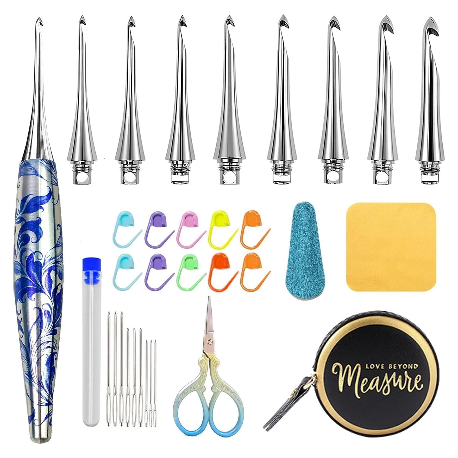 Juego de Ganchillos Intercambiables YihuaTop 34 Piezas 3-8mm