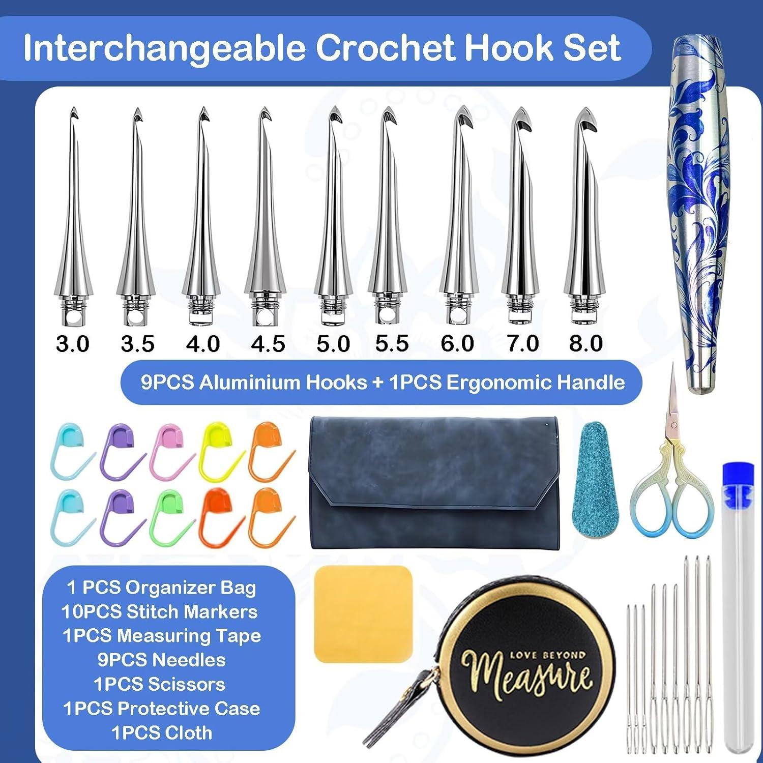 Juego de Ganchillos Intercambiables YihuaTop 34 Piezas 3-8mm