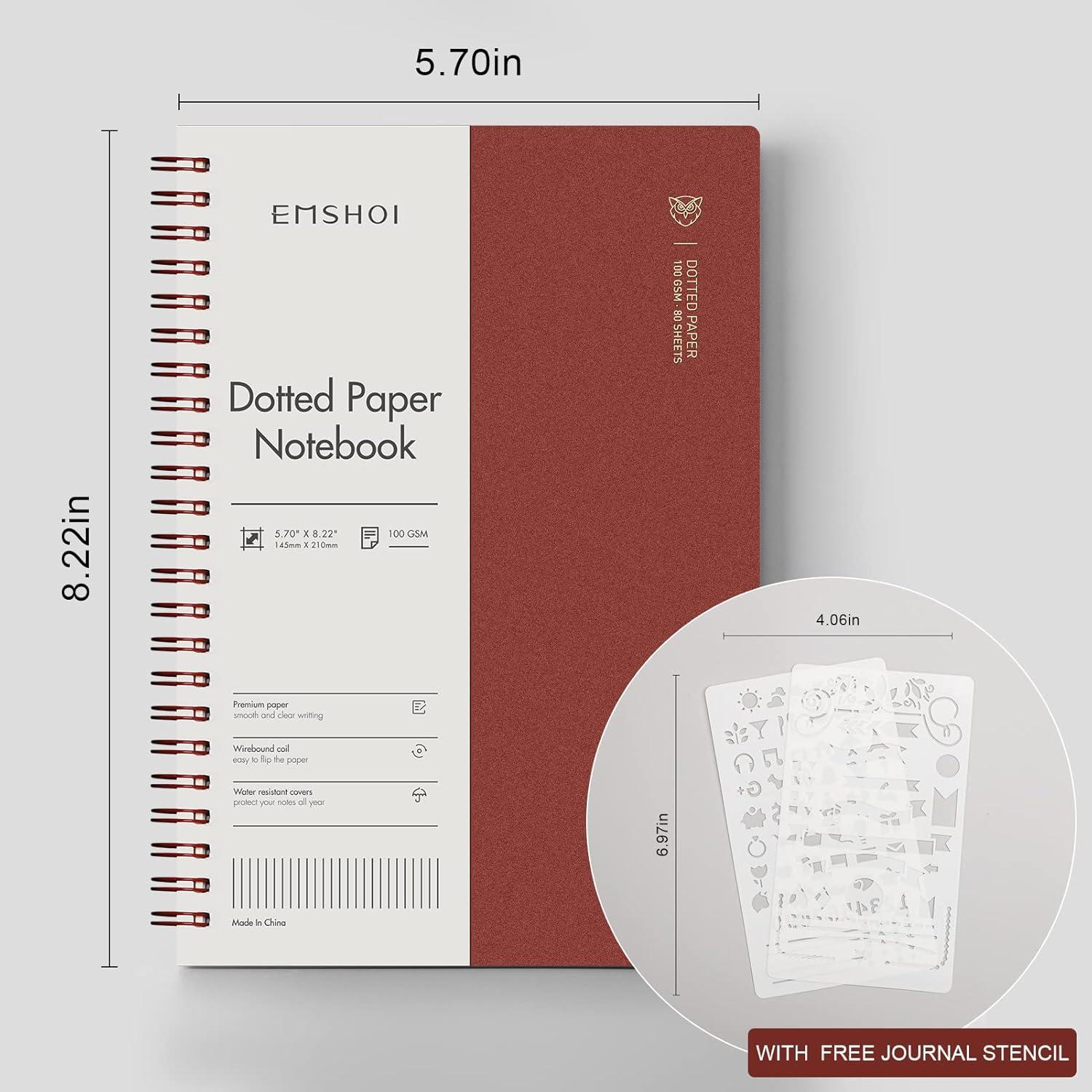 Cuaderno A5 EMSHOI Espiral con Puntos - 4 Paquetes 640 Páginas