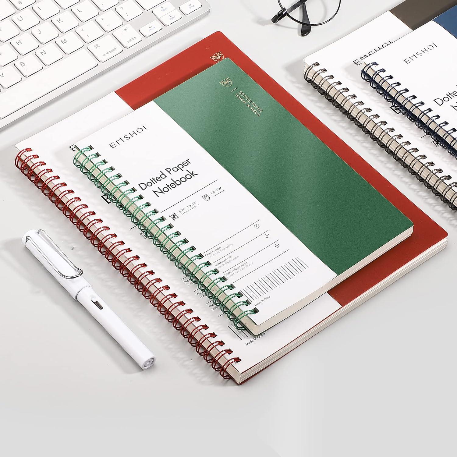 Cuaderno A5 EMSHOI Espiral con Puntos - 4 Paquetes 640 Páginas