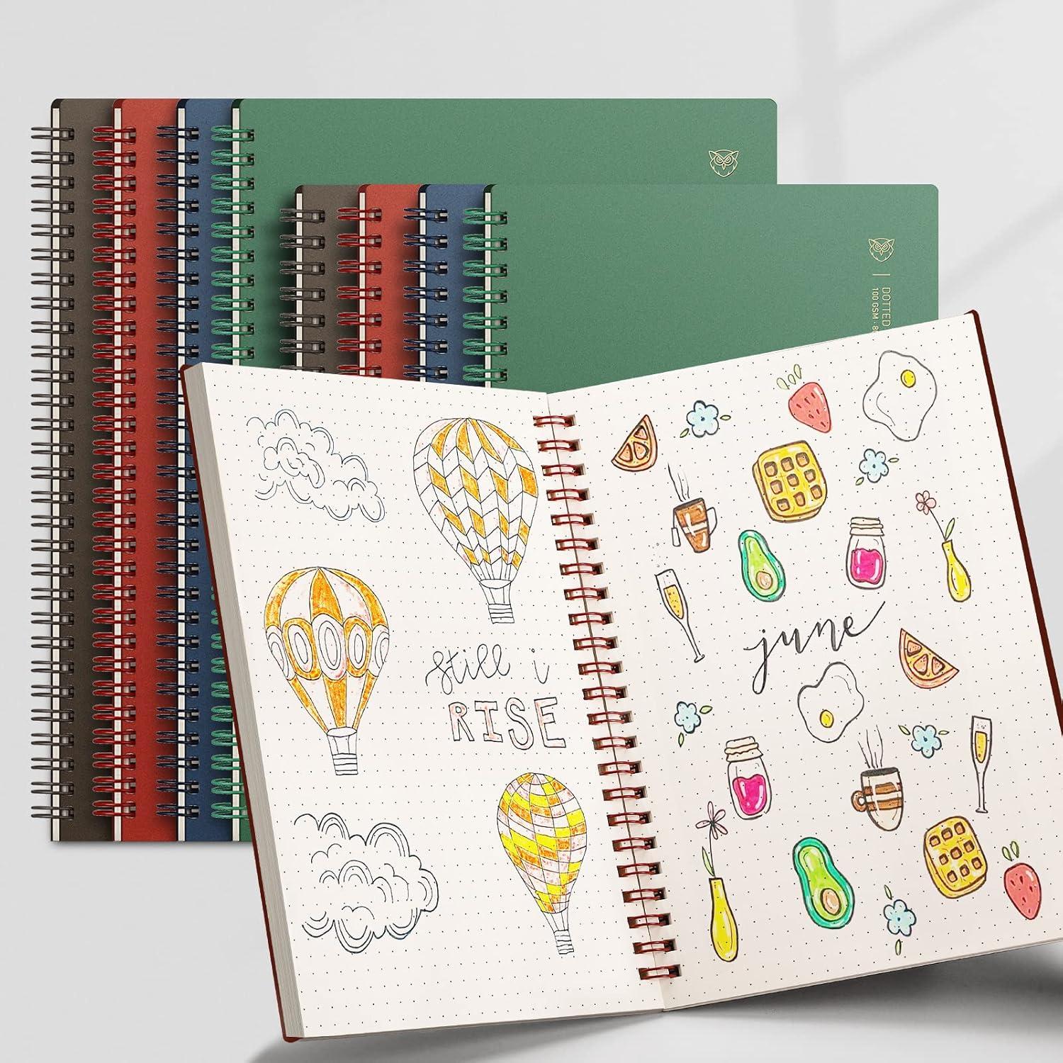 Cuaderno A5 EMSHOI Espiral con Puntos - 4 Paquetes 640 Páginas