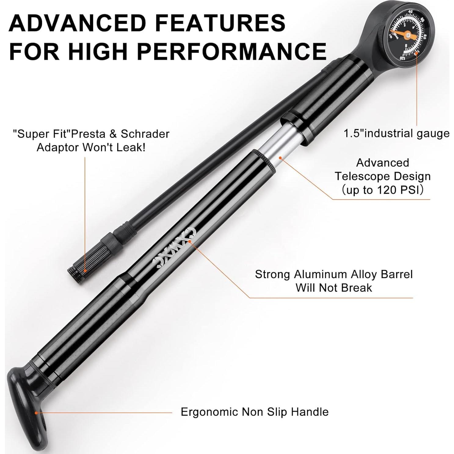 Bomba de Bicicleta Portátil CXWXC Mini con Manómetro 120 PSI